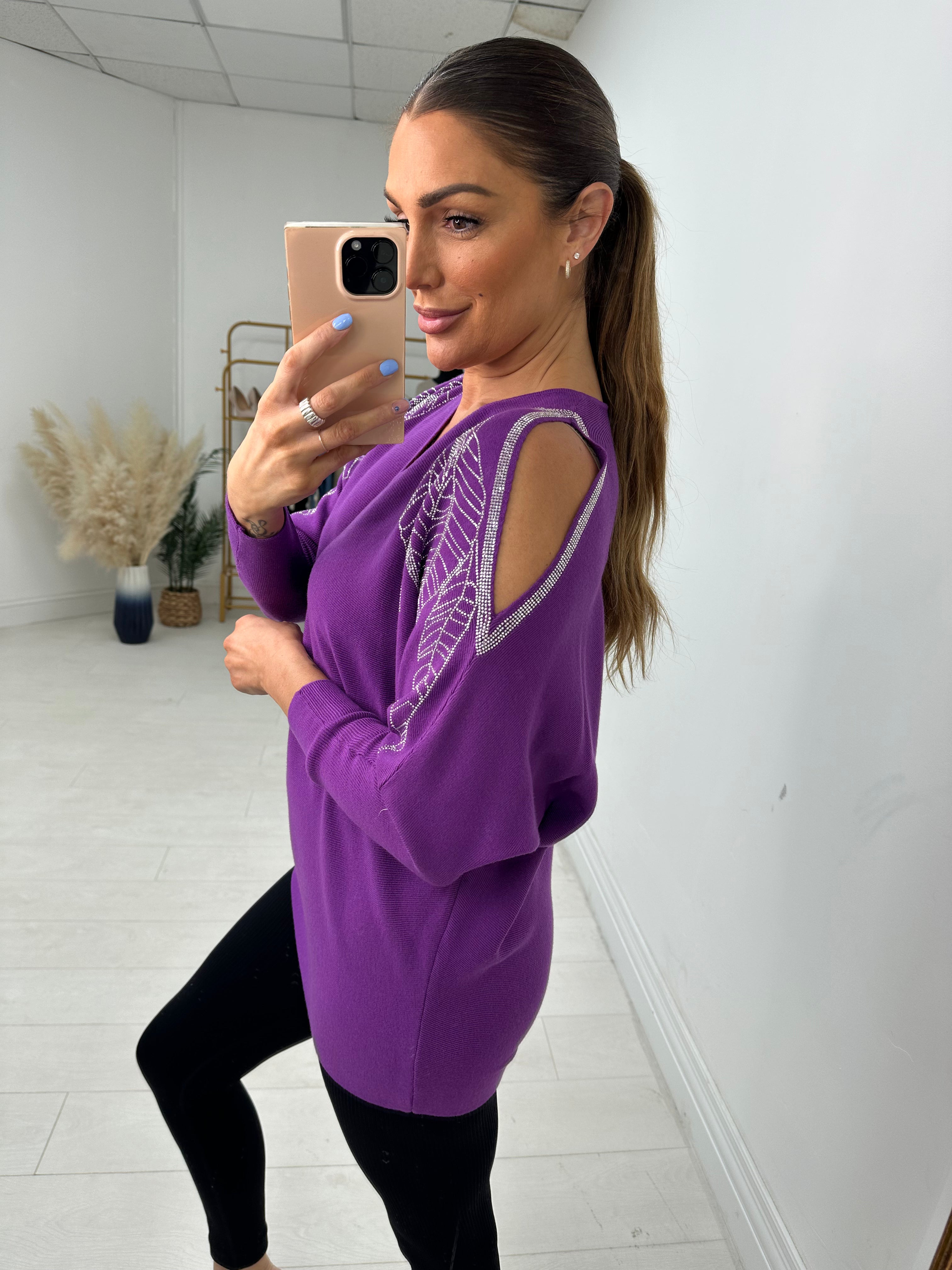 Maguire Diamante Feather Cold Shoulder Jumper