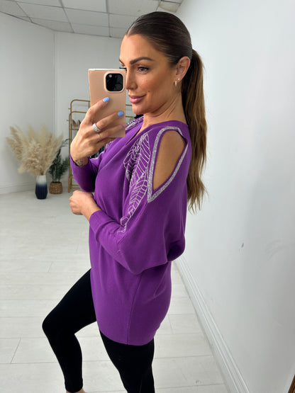 Maguire Diamante Feather Cold Shoulder Jumper
