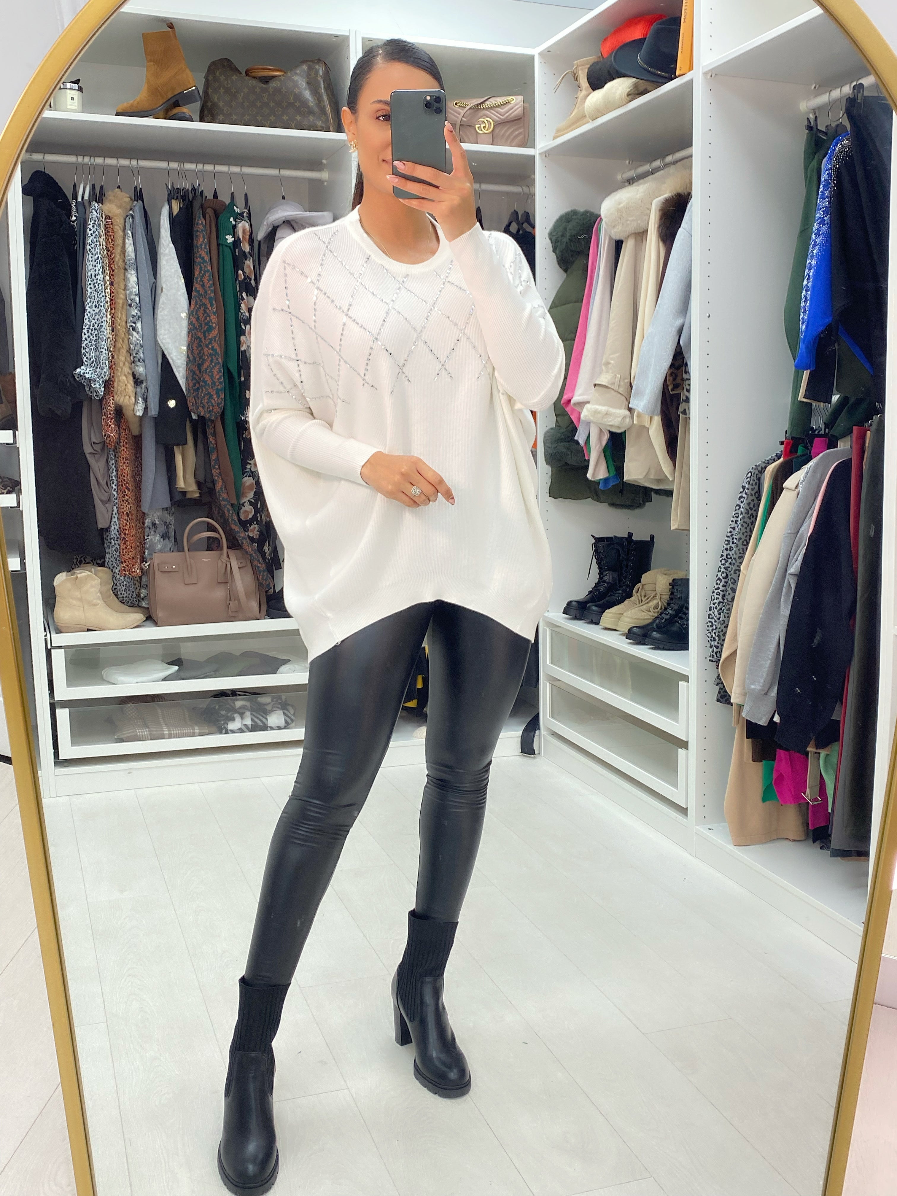 Vega Criss-Cross Diamante Knit Jumper