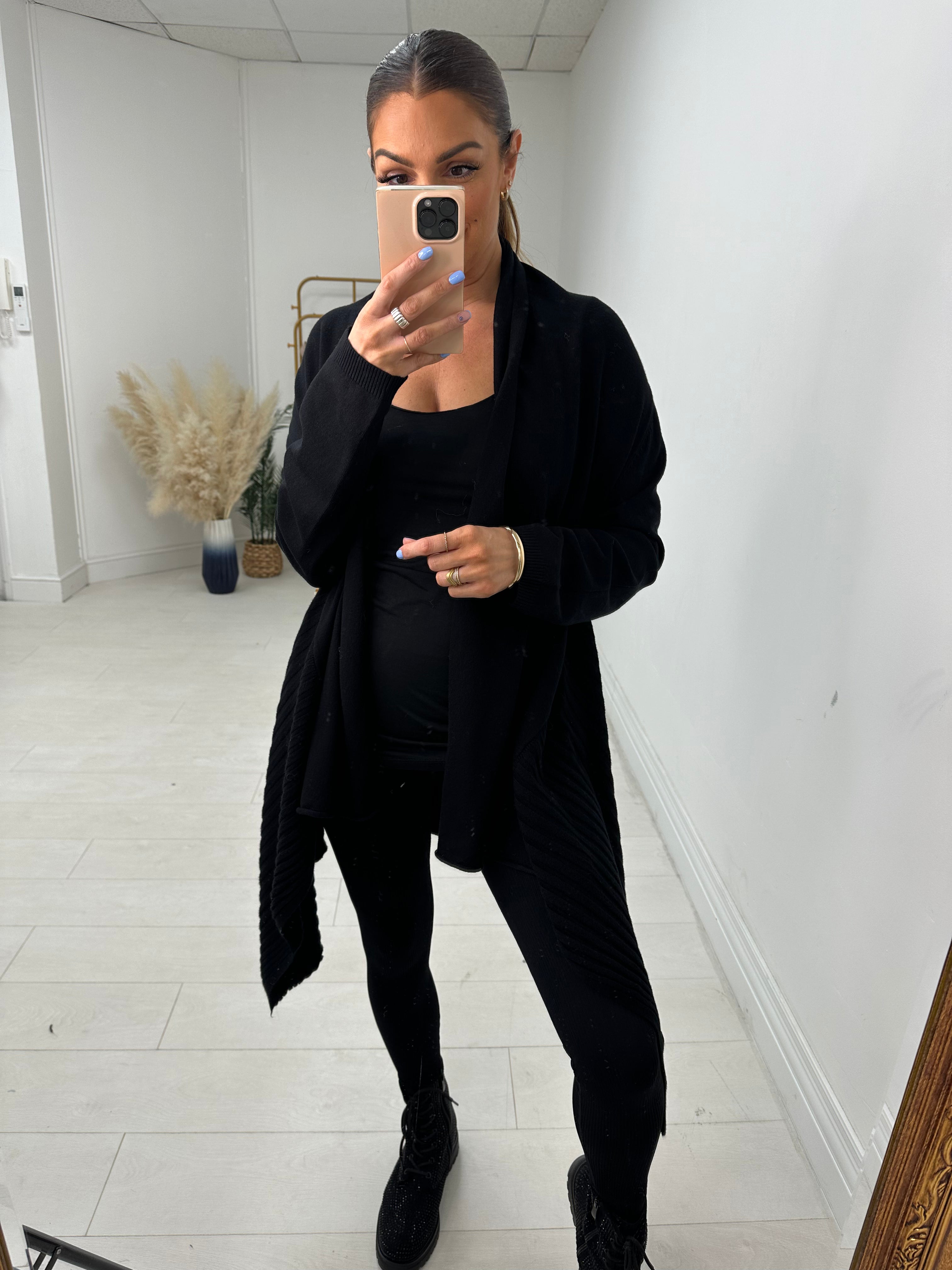 Abigail Plain Asymmetric Cardigan