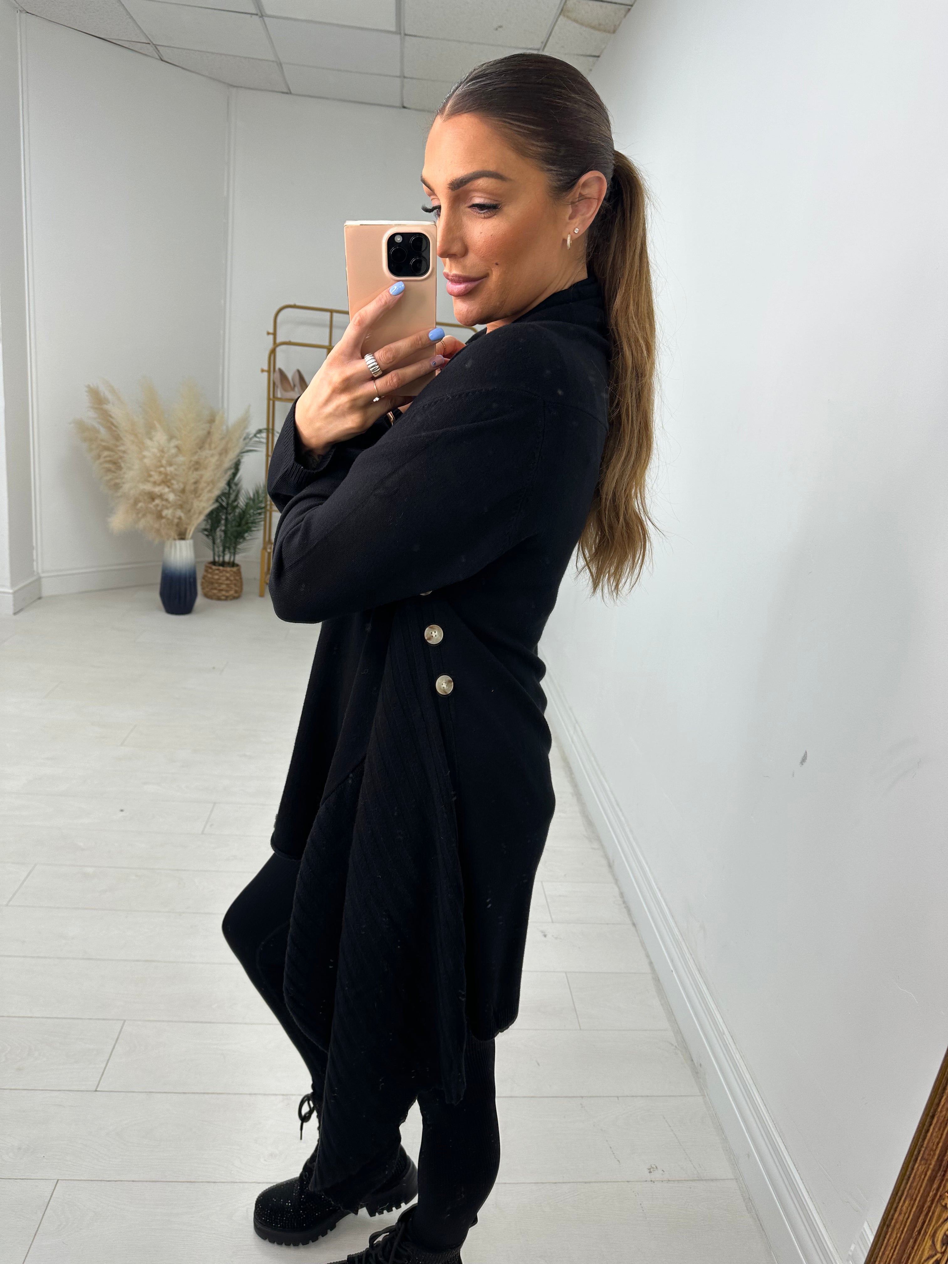 Abigail Plain Asymmetric Cardigan