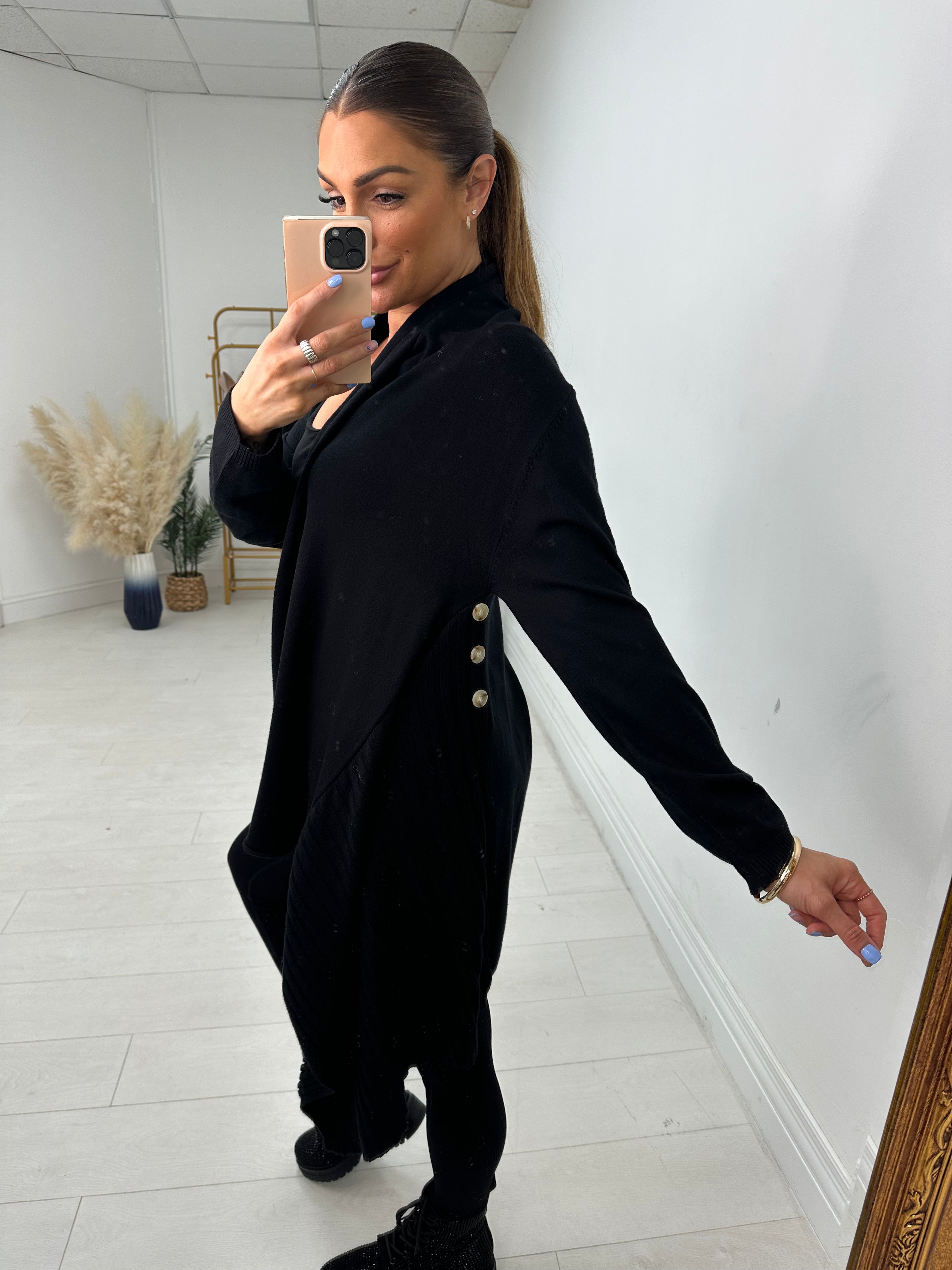 Abigail Plain Asymmetric Cardigan