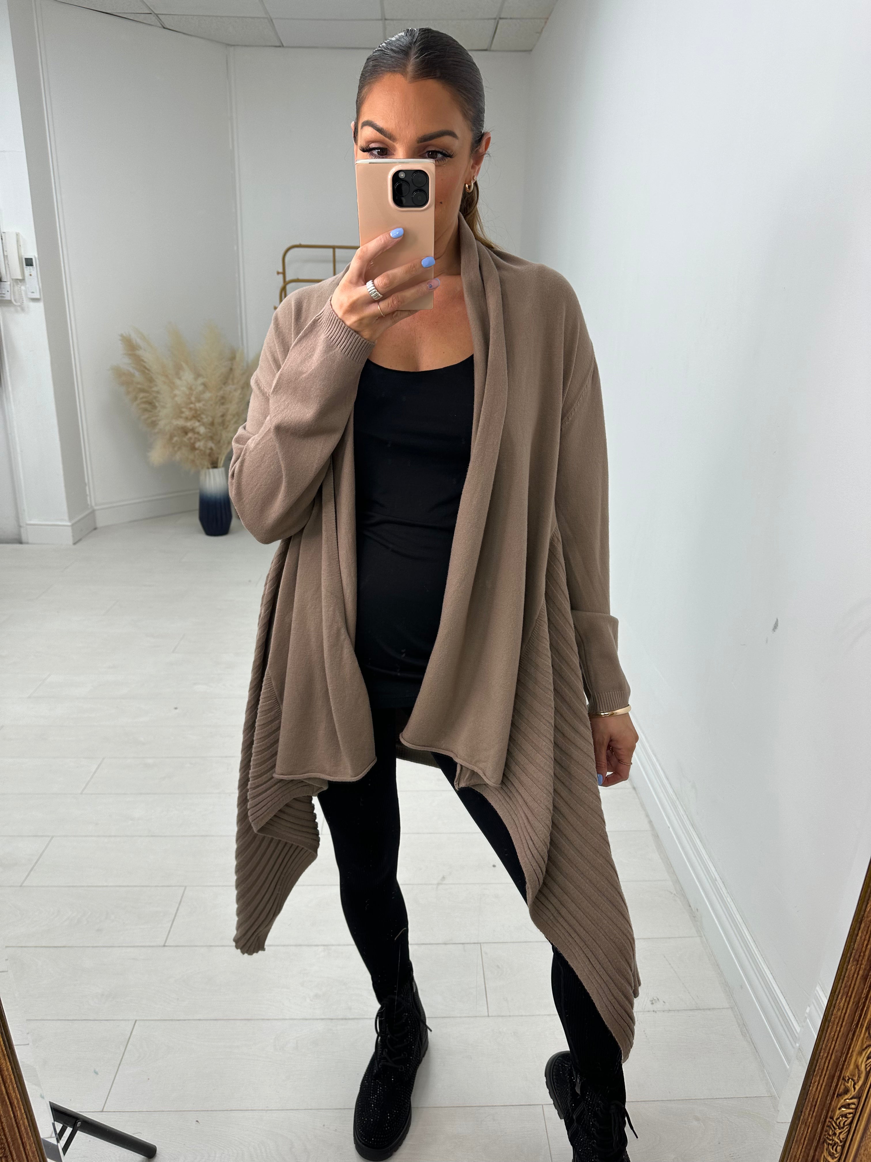 Abigail Plain Asymmetric Cardigan