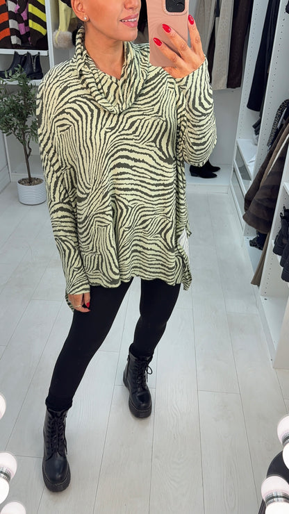 Alyson Zebra Print Oversized Top