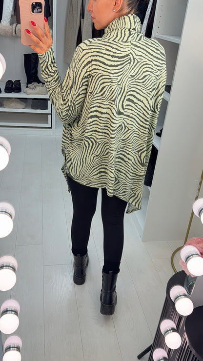 Alyson Zebra Print Oversized Top