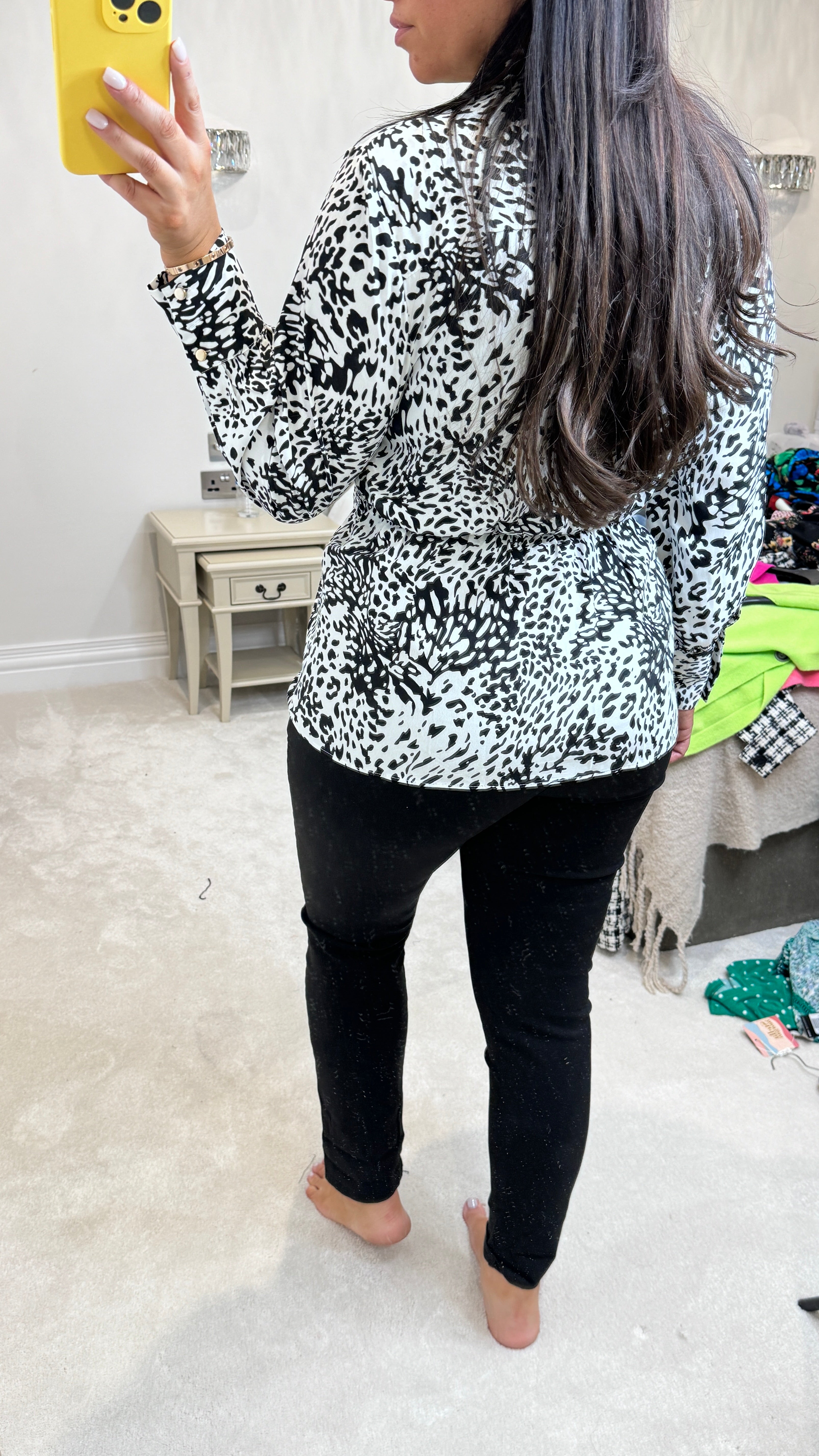 Lanie Monochrome Print Wrap Blouse