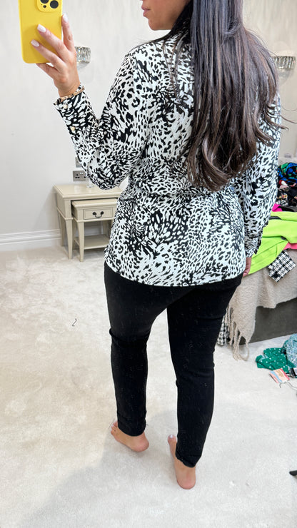 Lanie Monochrome Print Wrap Blouse