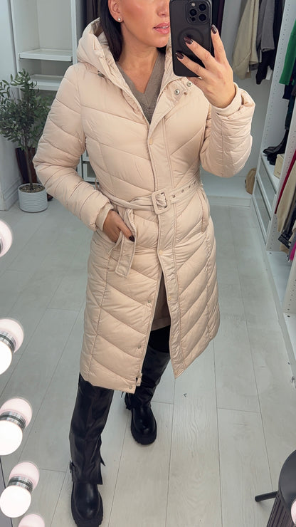 Terrie Cream Belted Padded Coat