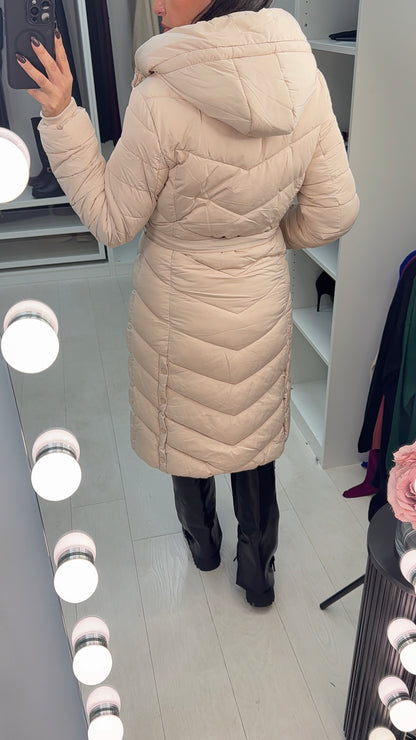 Terrie Cream Belted Padded Coat