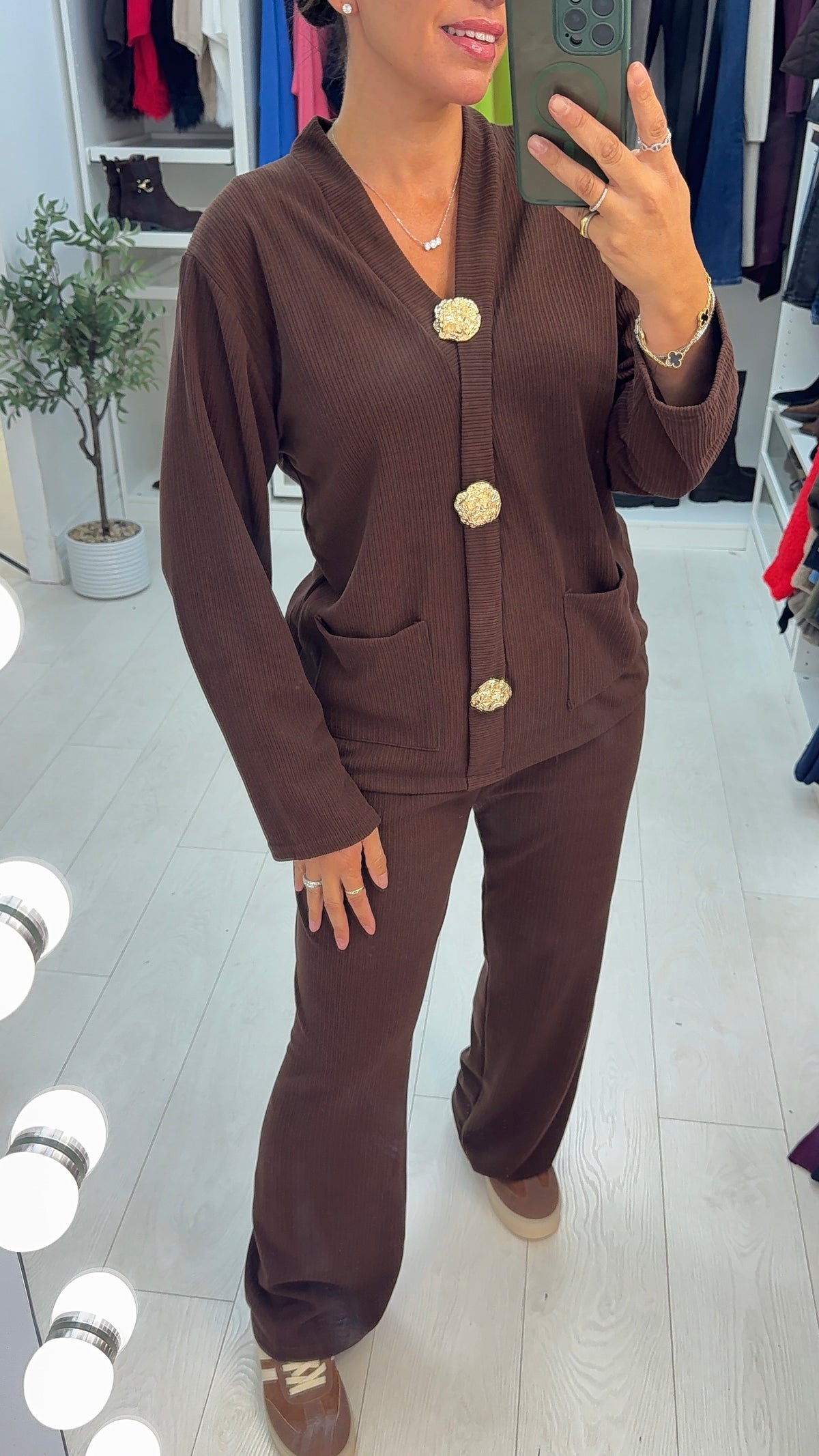 Wynona Ribbed Button Front Loungewear Set