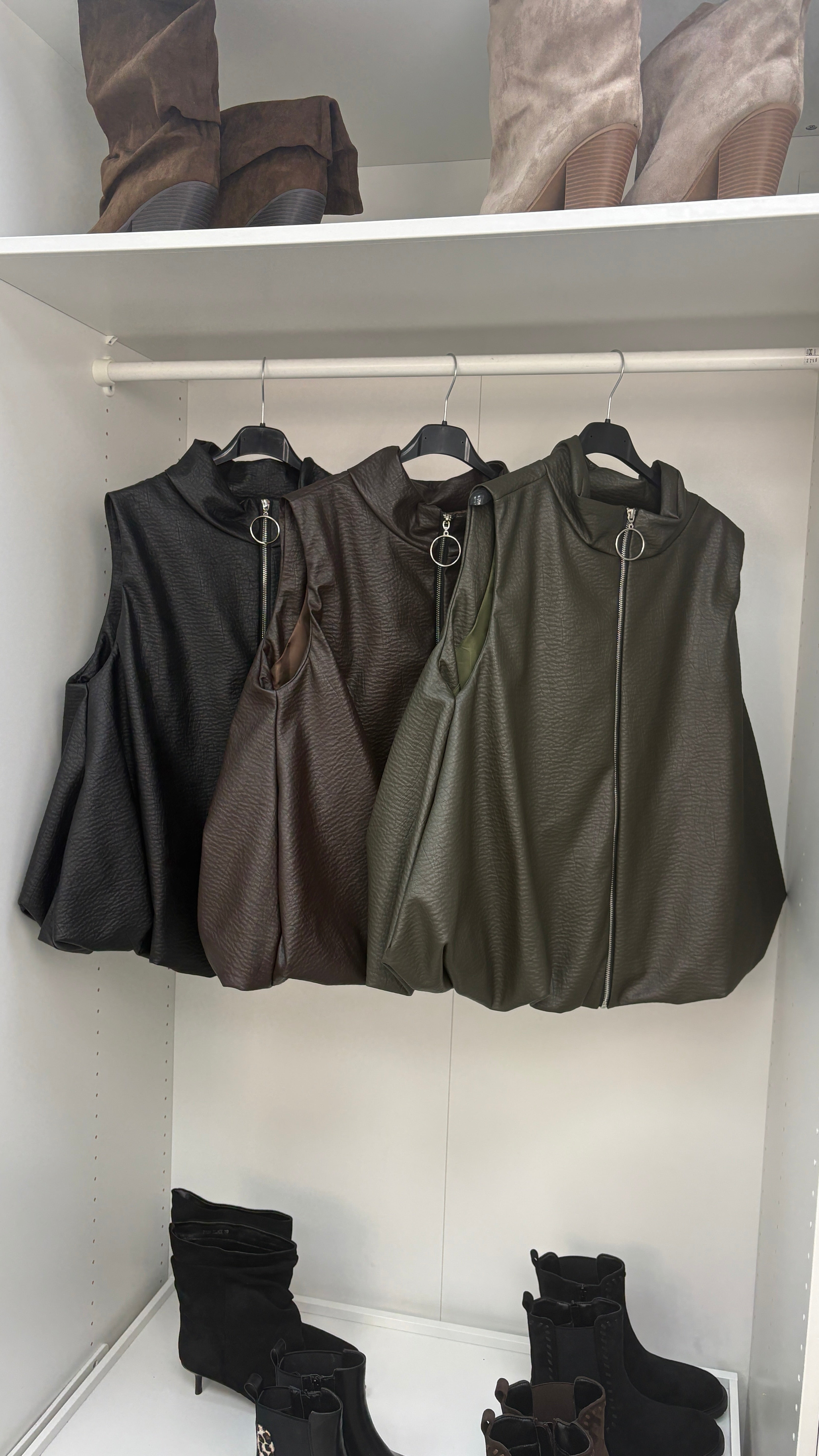 Meladie Faux Leather Bubble Hem Gilet