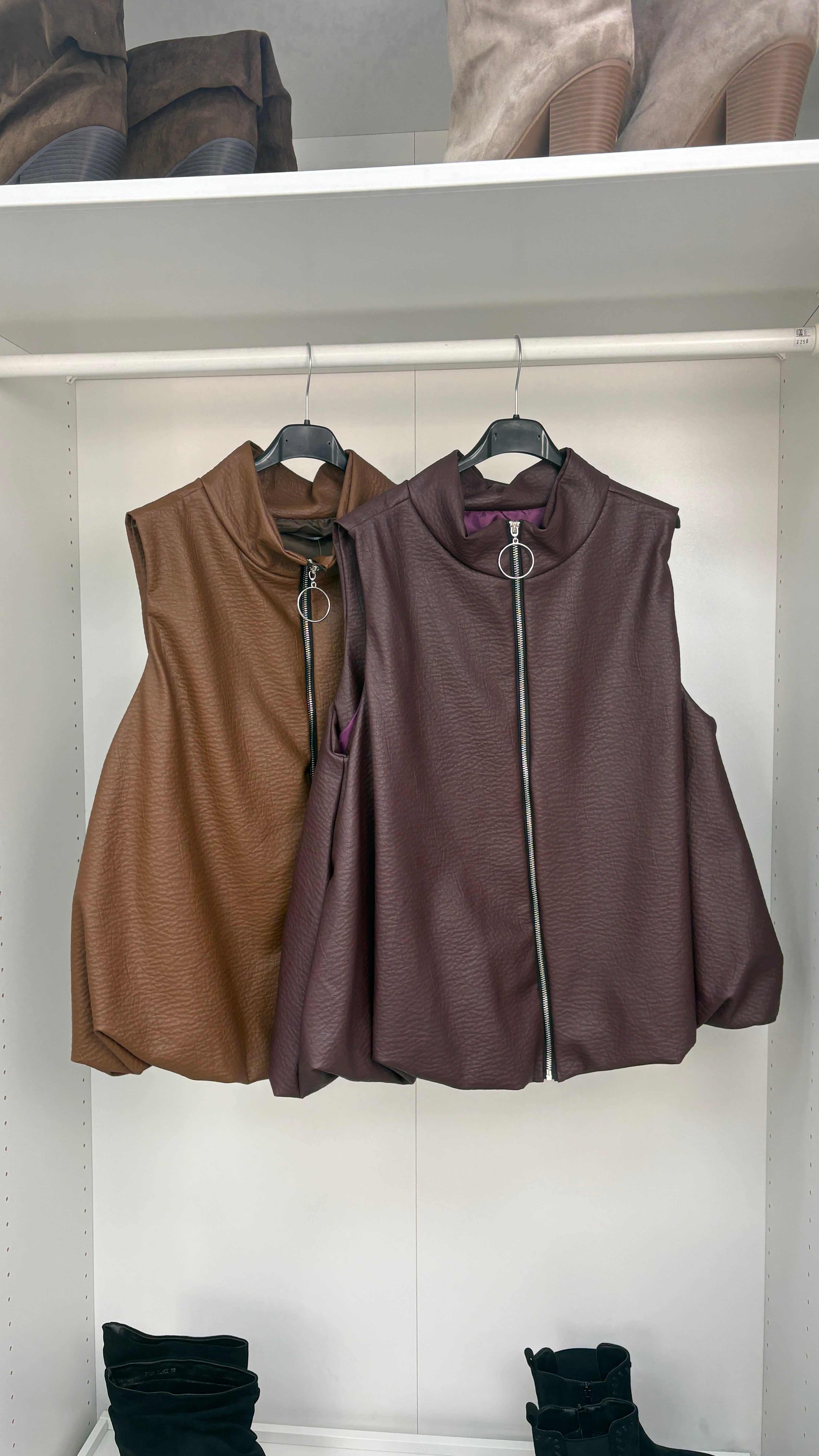 Meladie Faux Leather Bubble Hem Gilet