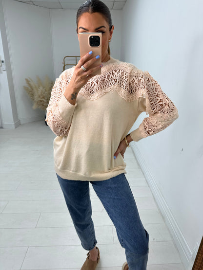 Patricia Crochet Panel Knit Jumper