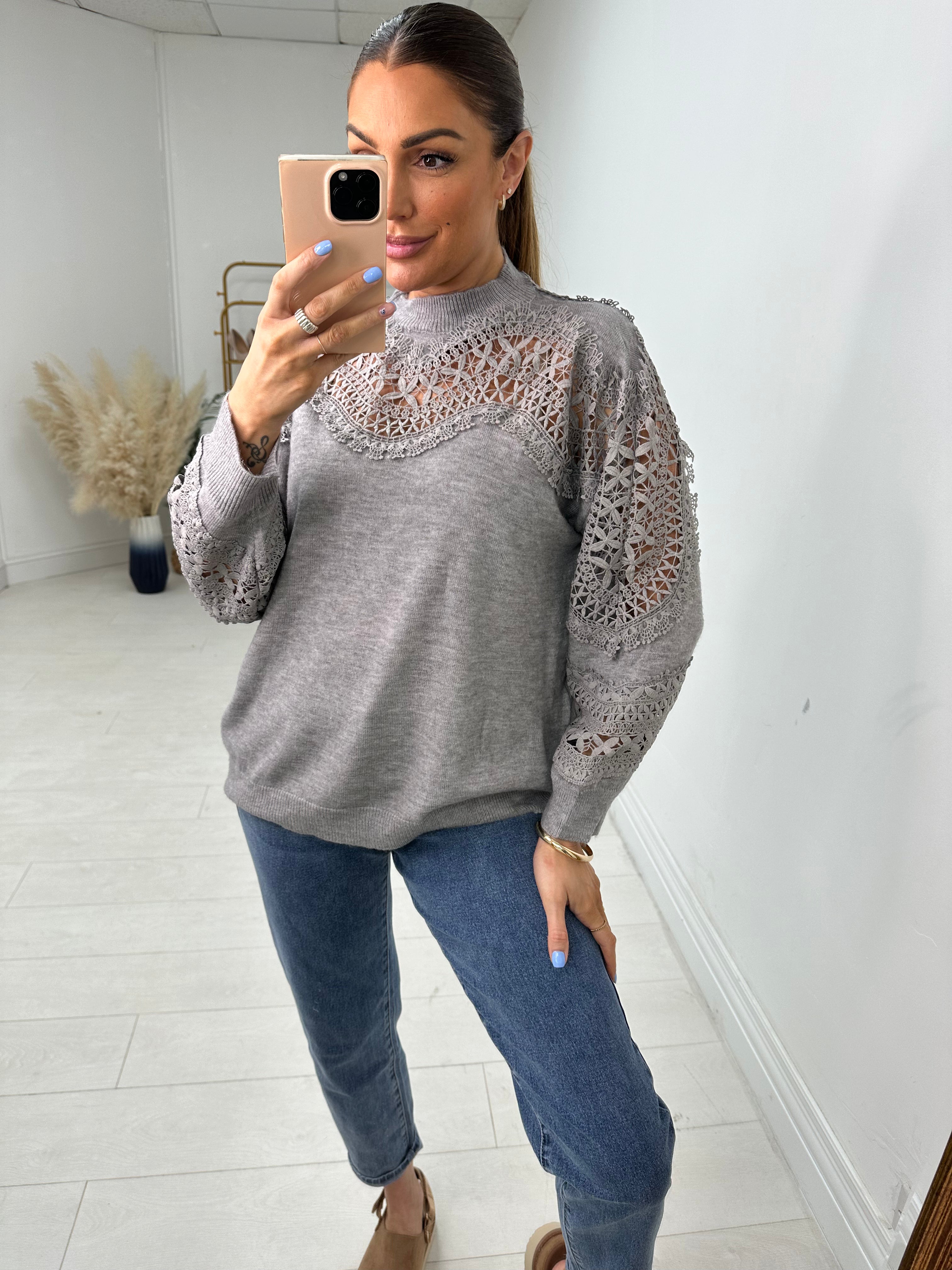 Patricia Crochet Panel Knit Jumper