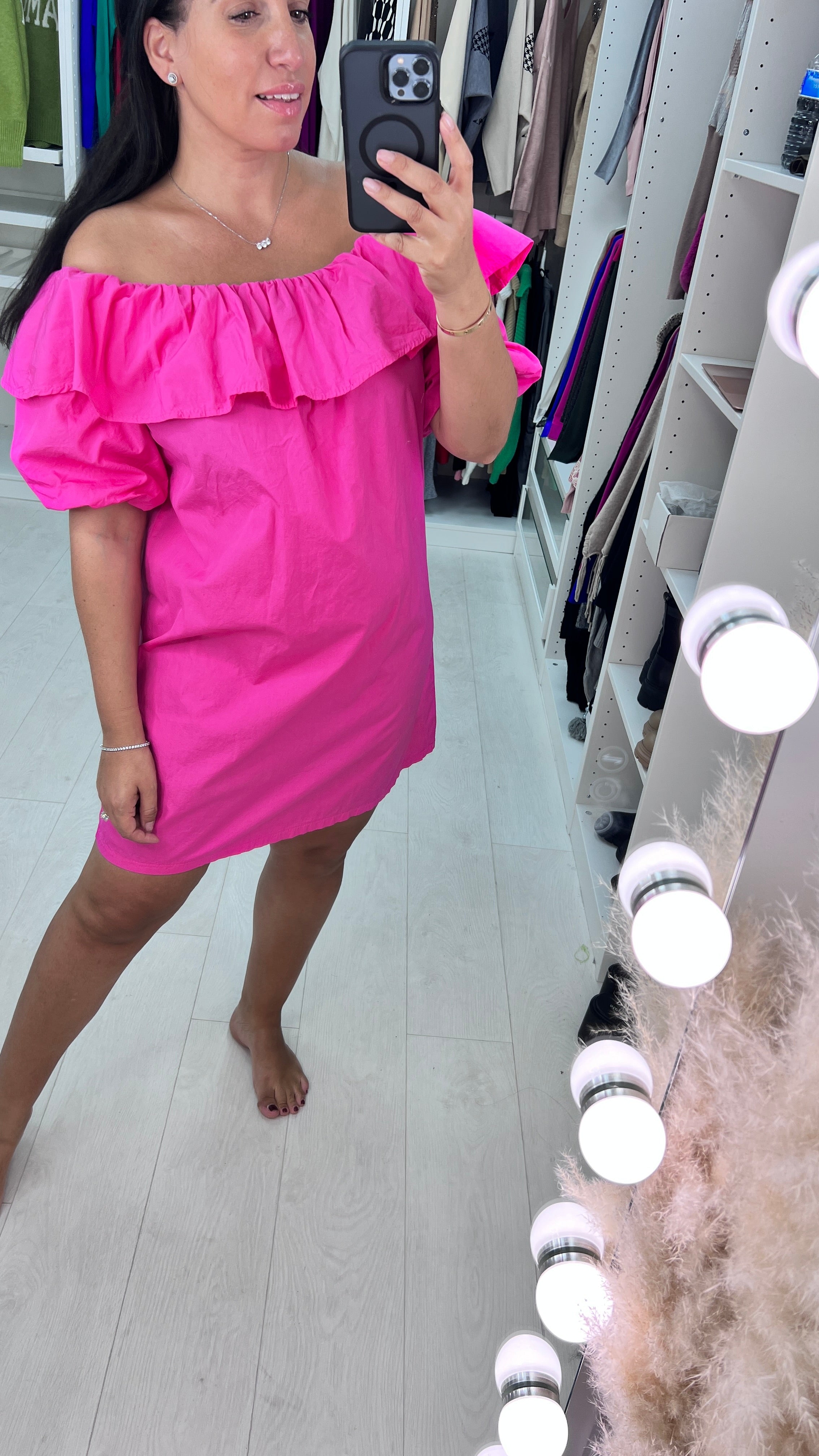 Marlena Puff Sleeve Spaghetti Strap Dress