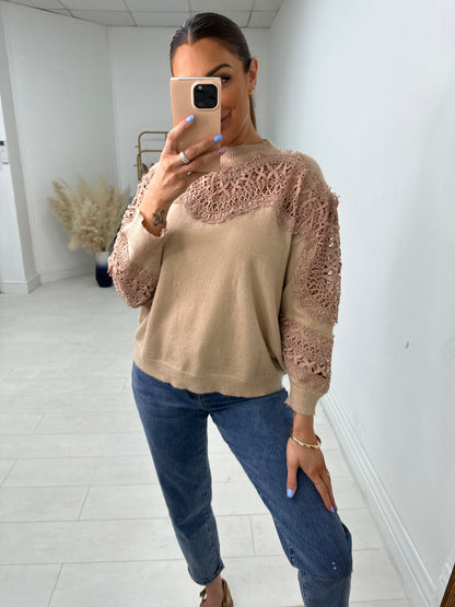 Patricia Crochet Panel Knit Jumper