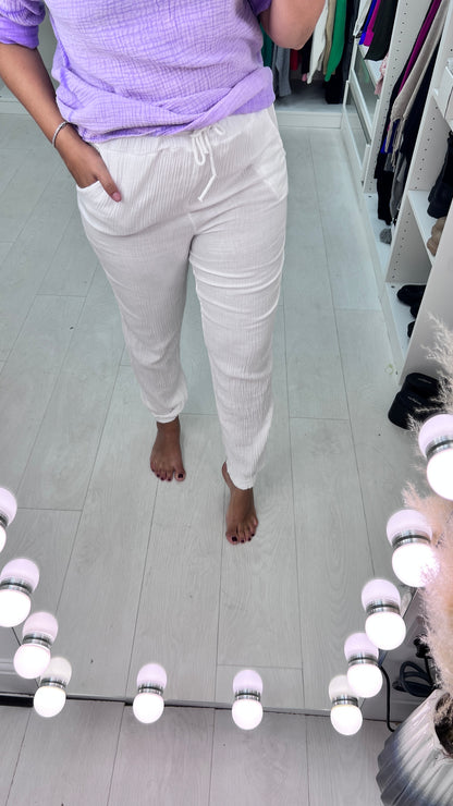 Moragie Plain Cheesecloth Joggers