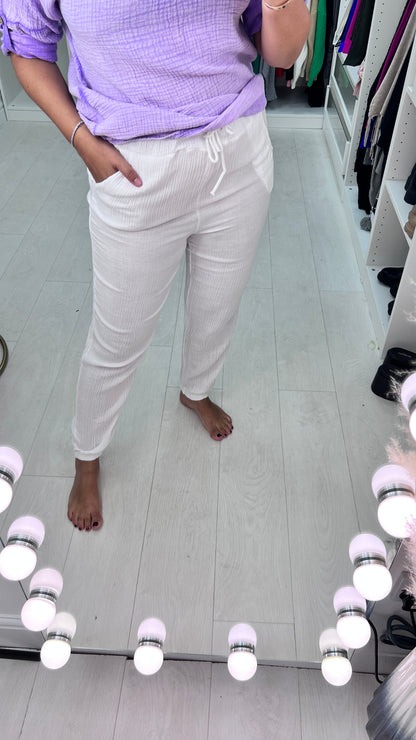 Moragie Plain Cheesecloth Joggers