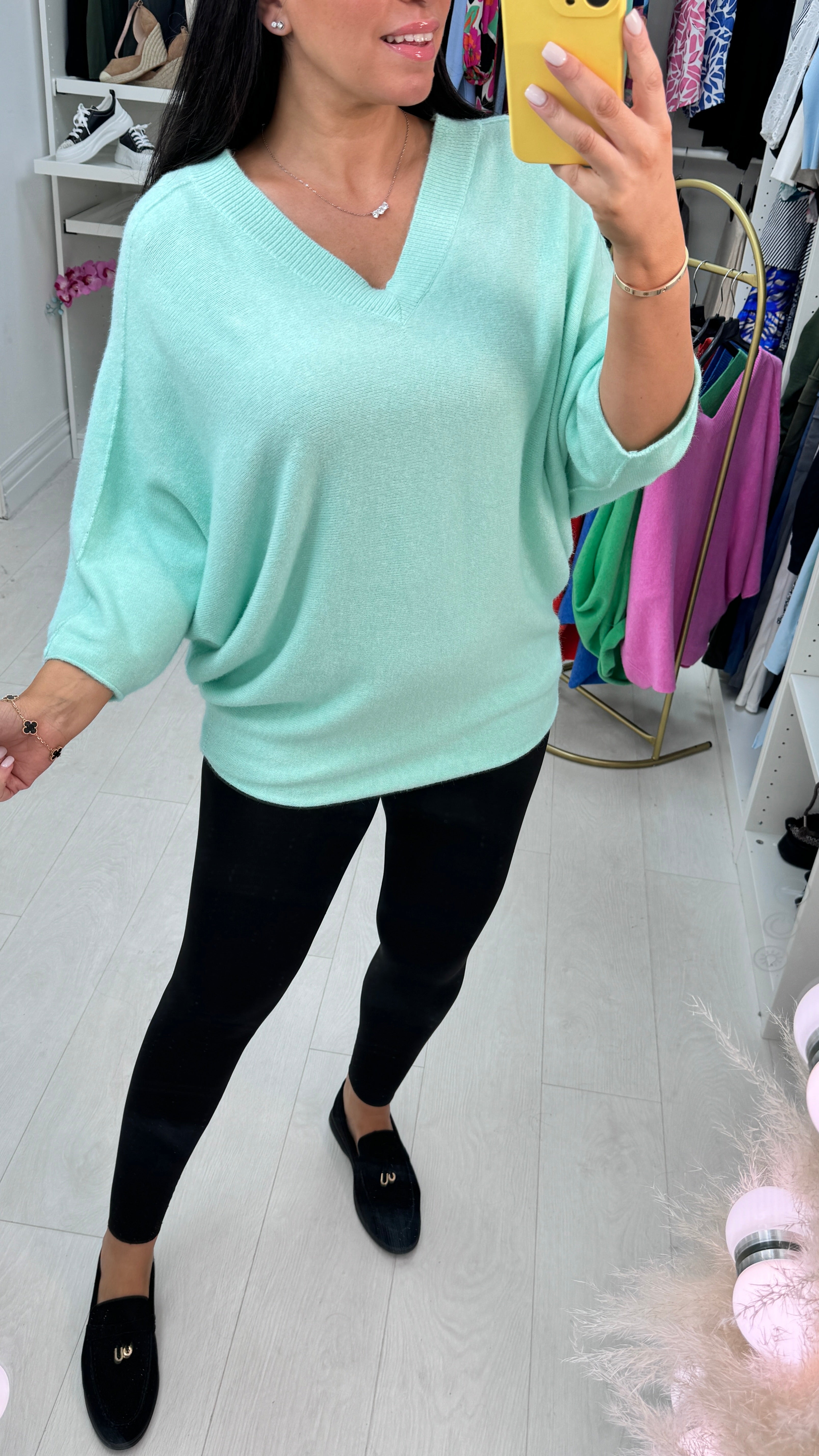 Fidan V Neck Rib Knit Jumper