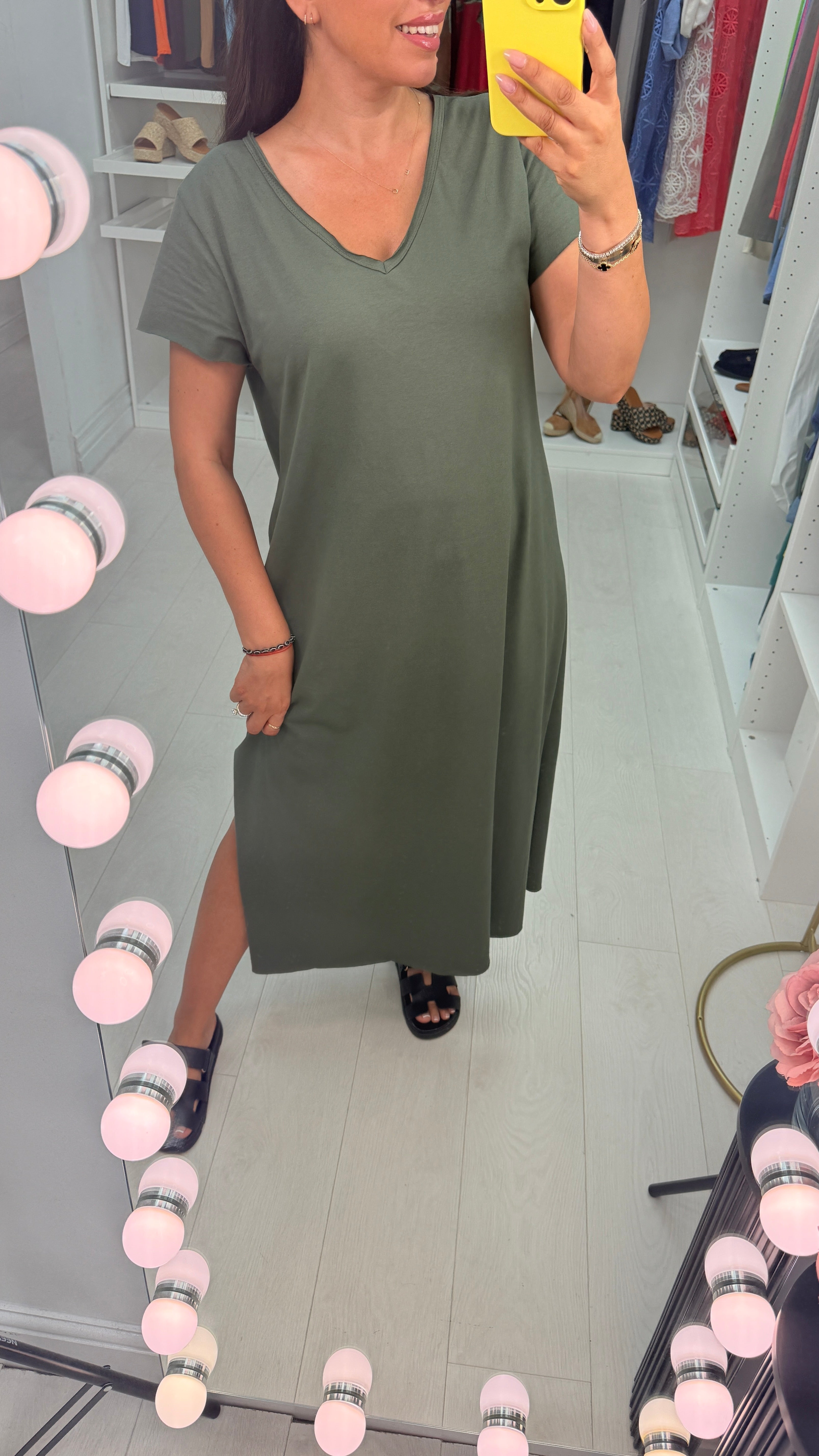 Lila Plain V Neck Maxi Dress