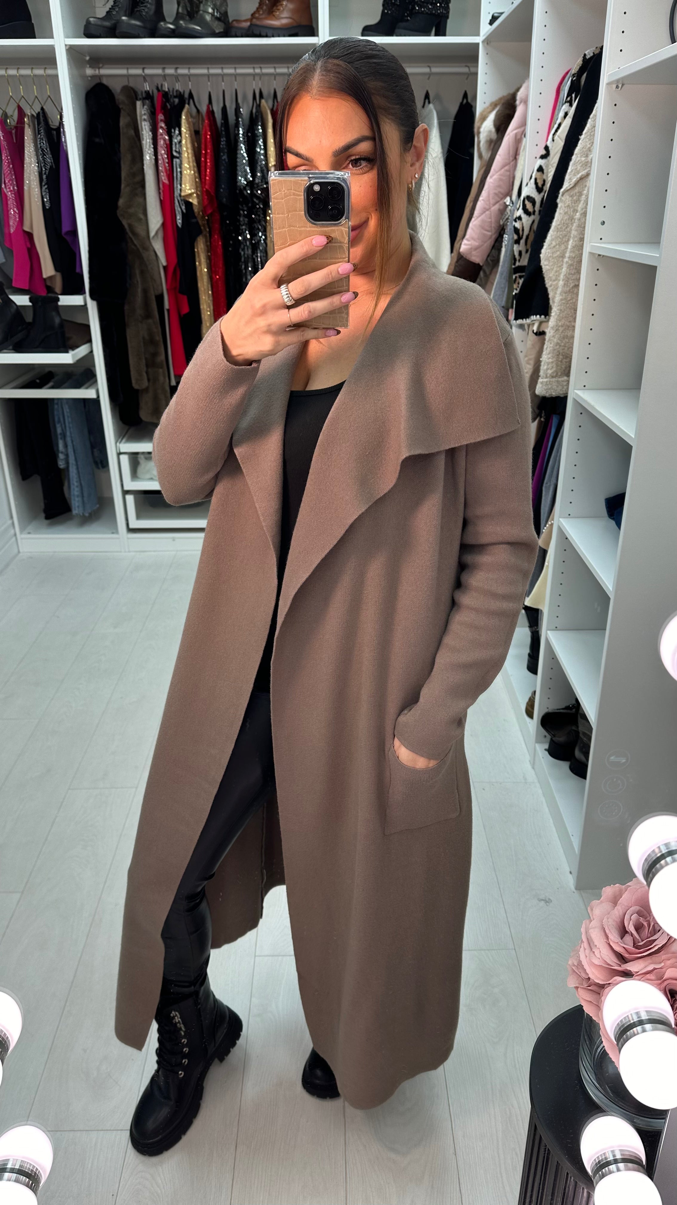 Molly Plain Knit Waterfall Cardi Jacket – BowsBoutiques