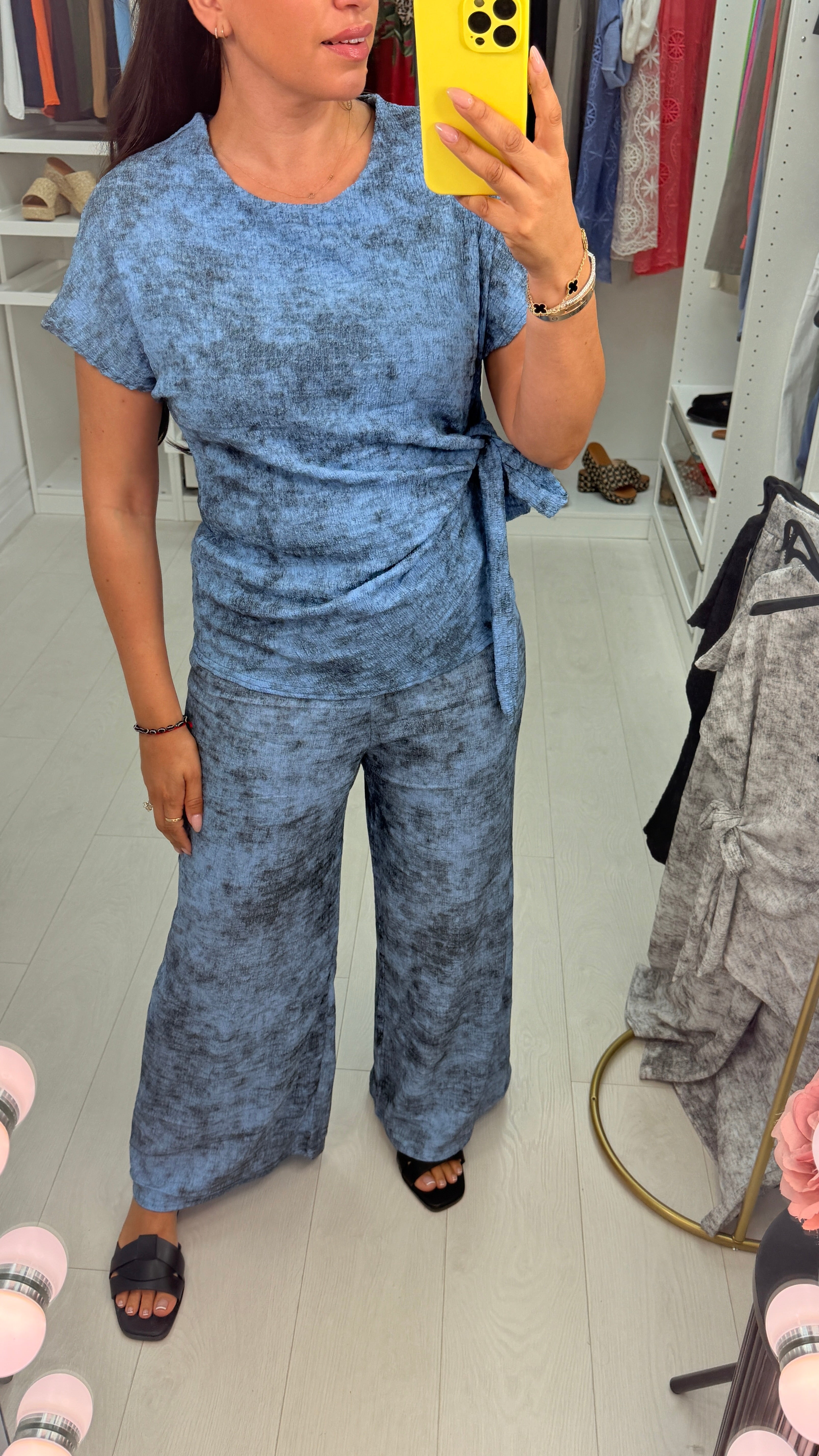 Maisie Plain Textured Tie Side Co-Ord Set