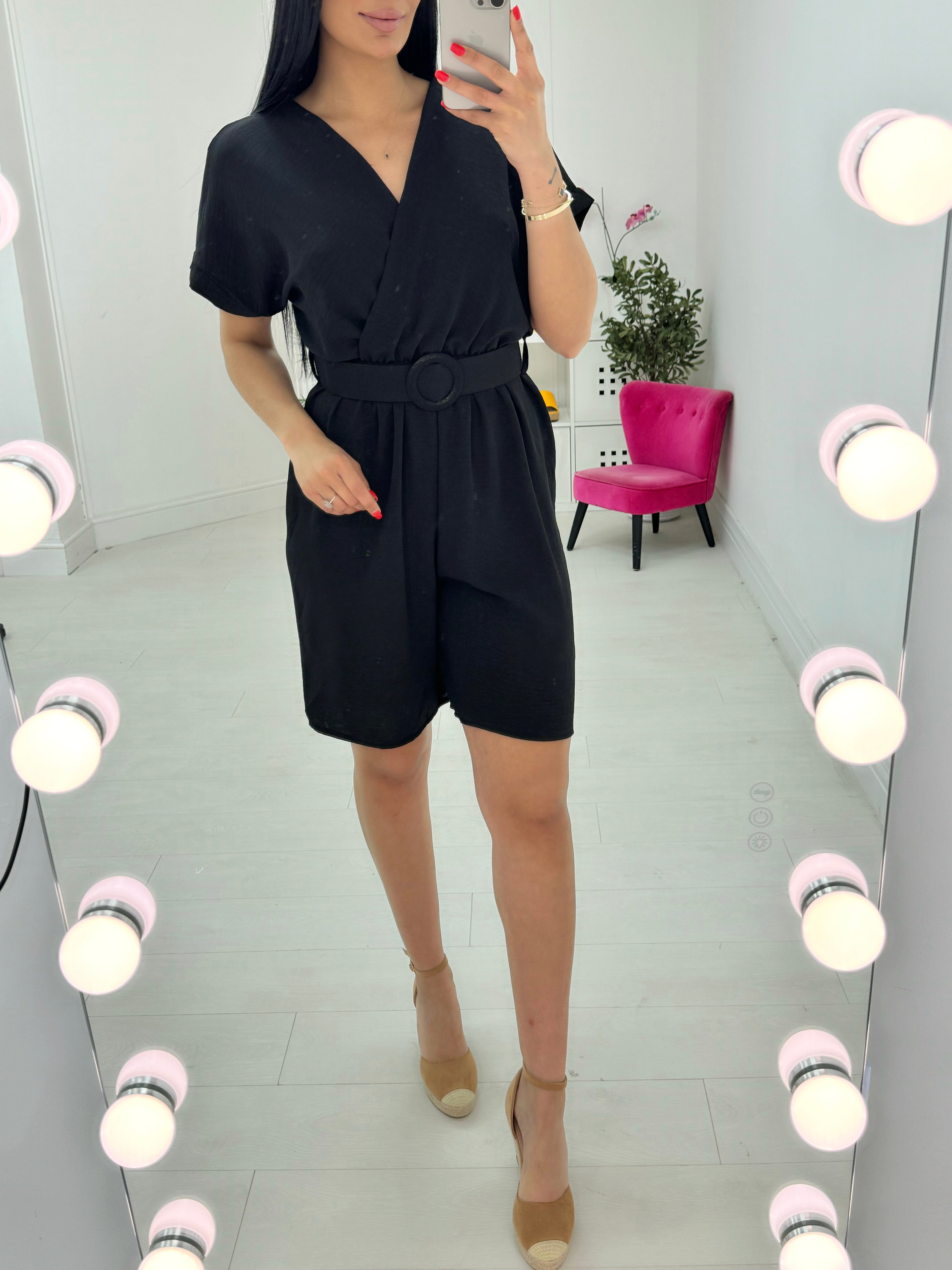 Haleigh Plain Belted Playsuit