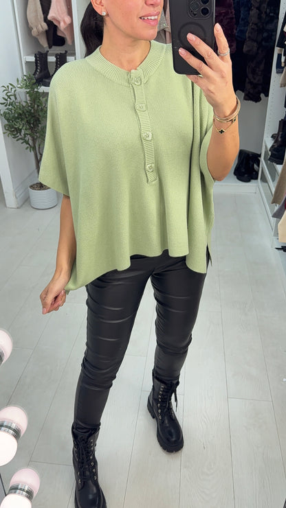 Meghan Button Detail Short Sleeve Loose Fit Jumper