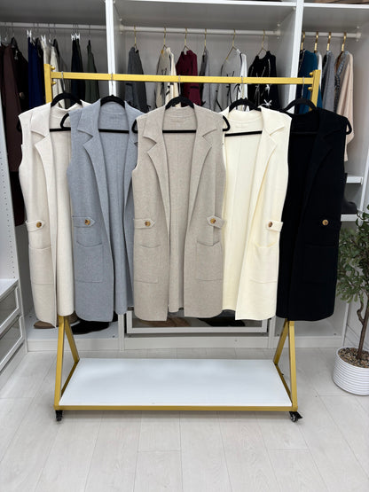 Alix Plain Longline Knitted Gilet