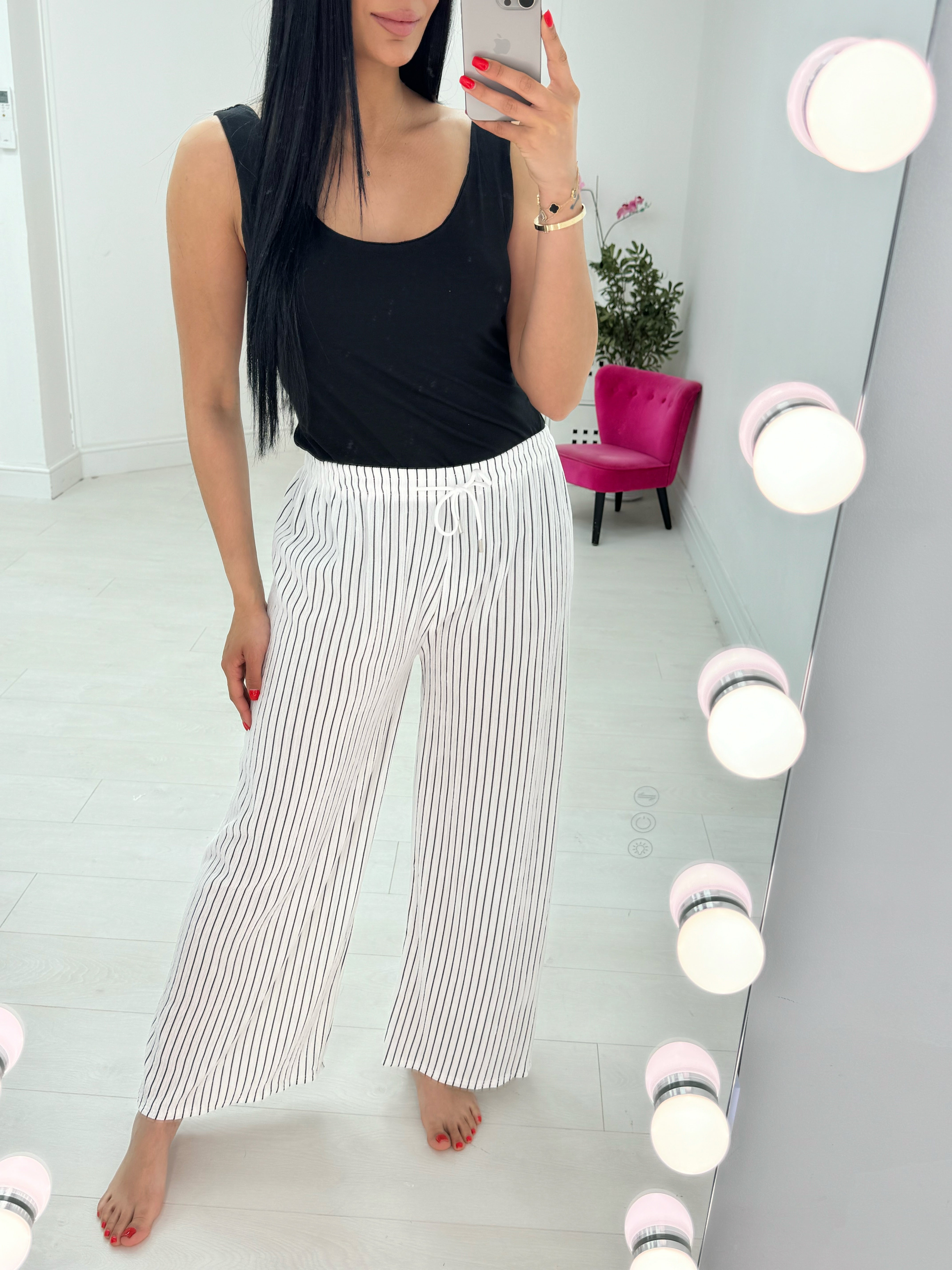 Shania Pleated Striped Trousers