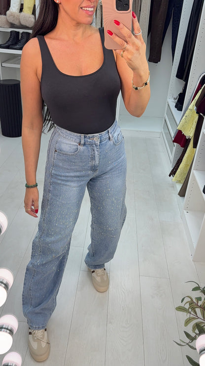 Danyel Barrel Leg Diamante Jeans