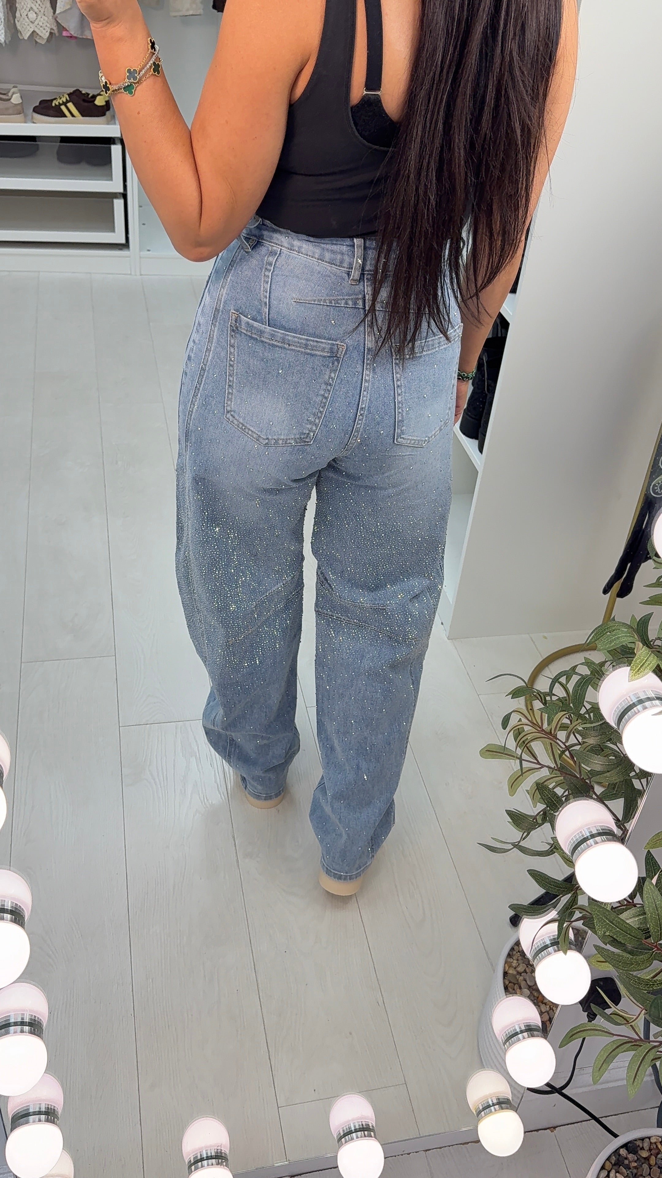 Danyel Barrel Leg Diamante Jeans