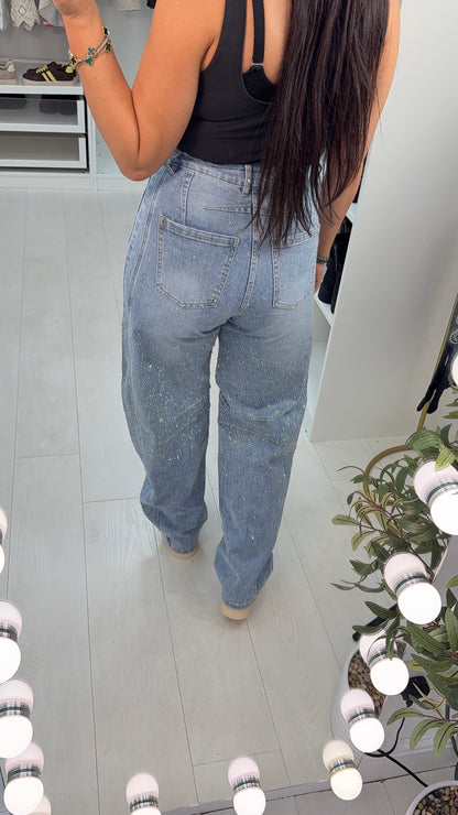 Danyel Barrel Leg Diamante Jeans