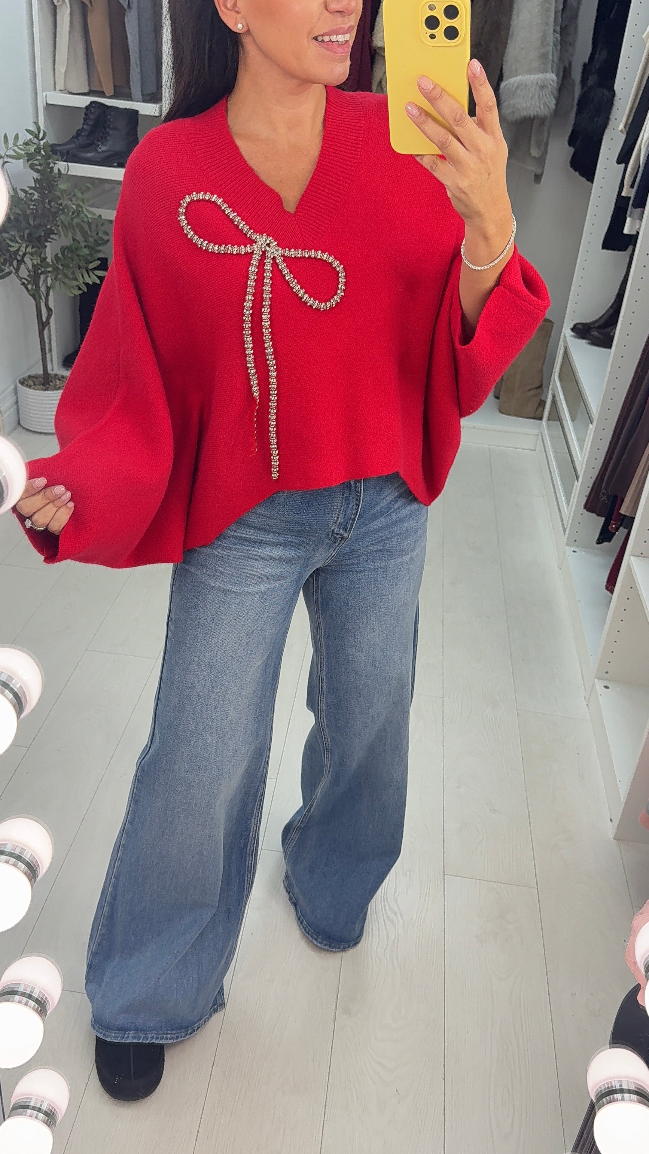 Brenae Embellished Bow Detailed Loose Fit Jumper