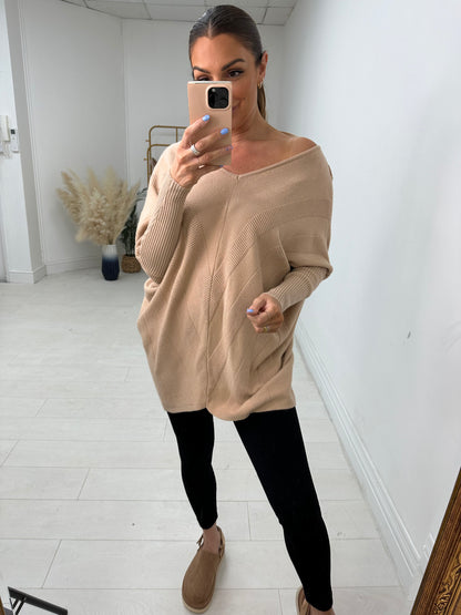 Inayda Crochet Back Detailed Batwing Jumper