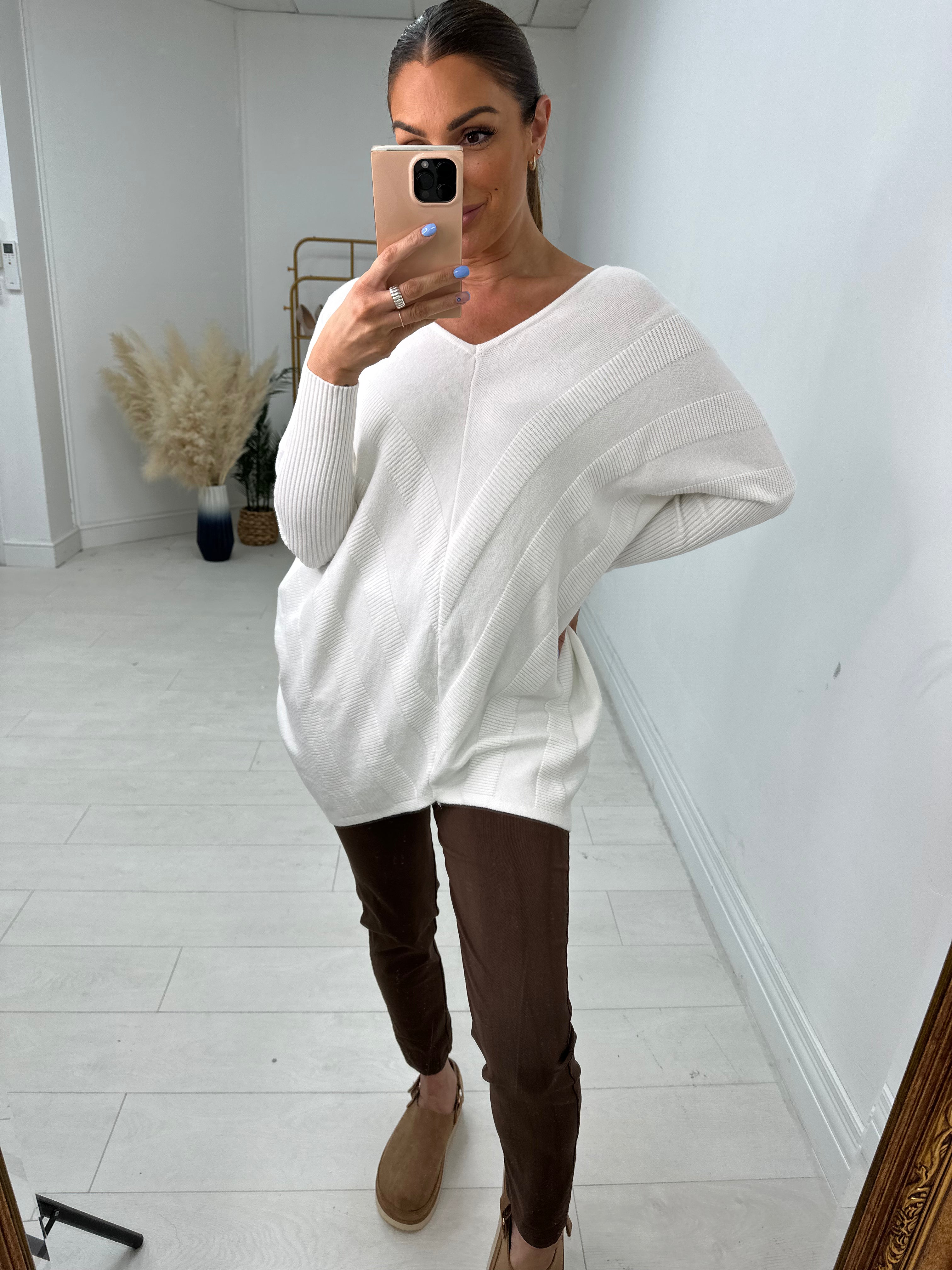 Inayda Crochet Back Detailed Batwing Jumper