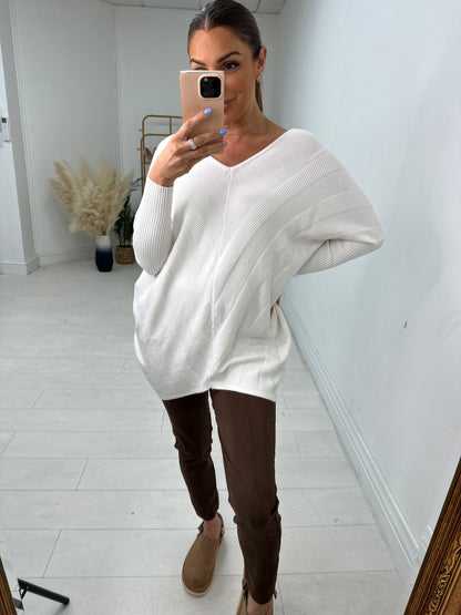 Inayda Crochet Back Detailed Batwing Jumper