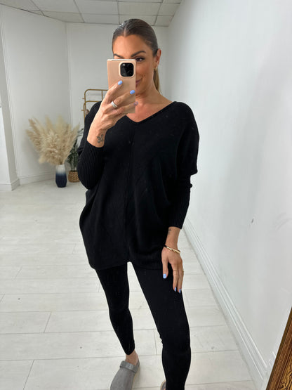 Inayda Crochet Back Detailed Batwing Jumper