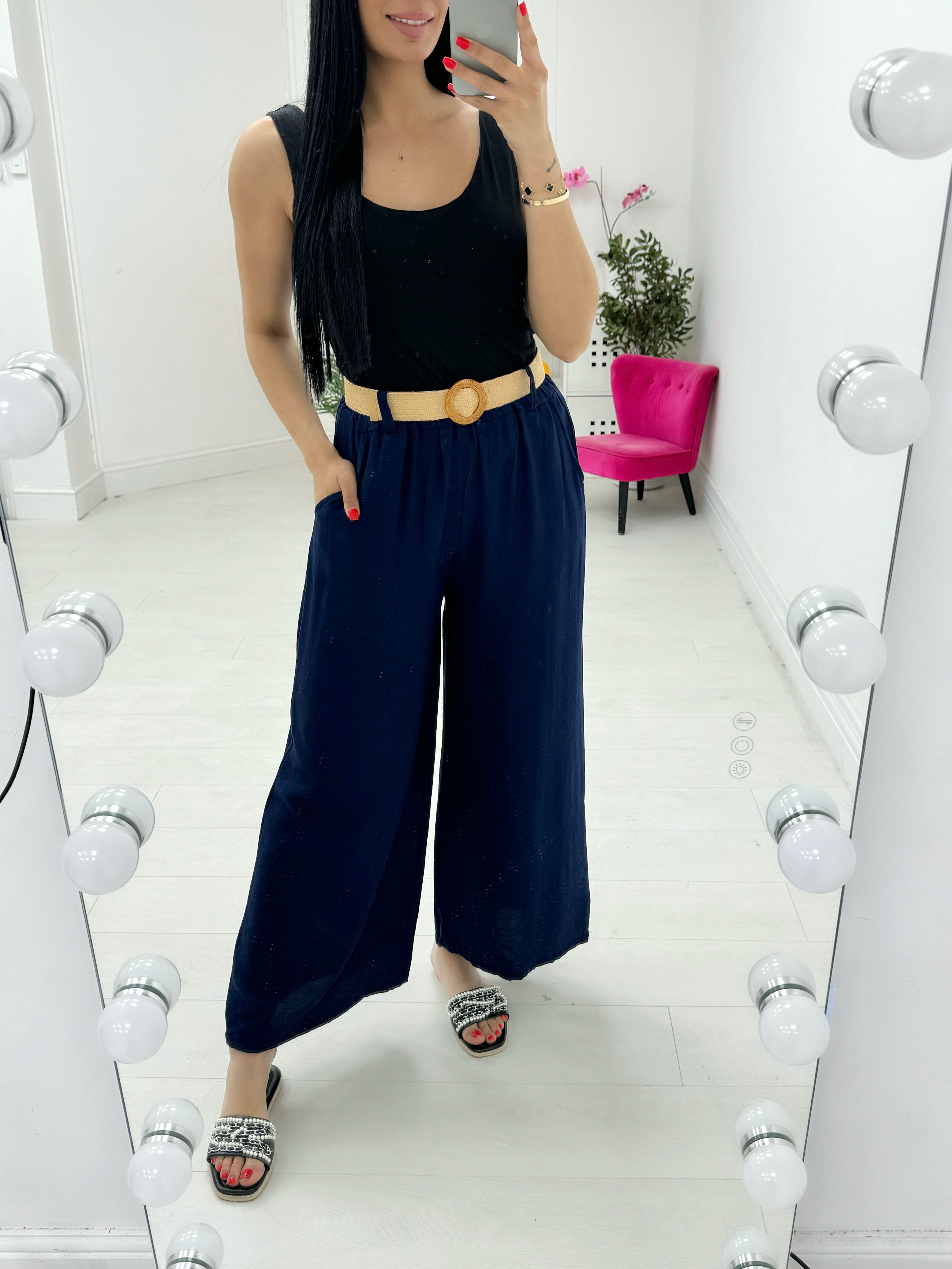 Honey Crepe Wide Leg Trousers