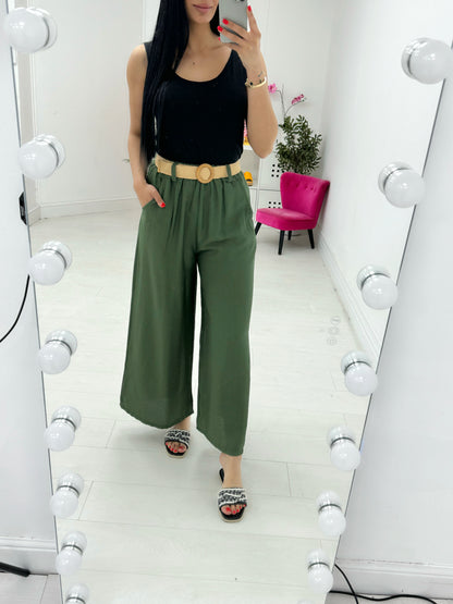 Honey Crepe Wide Leg Trousers