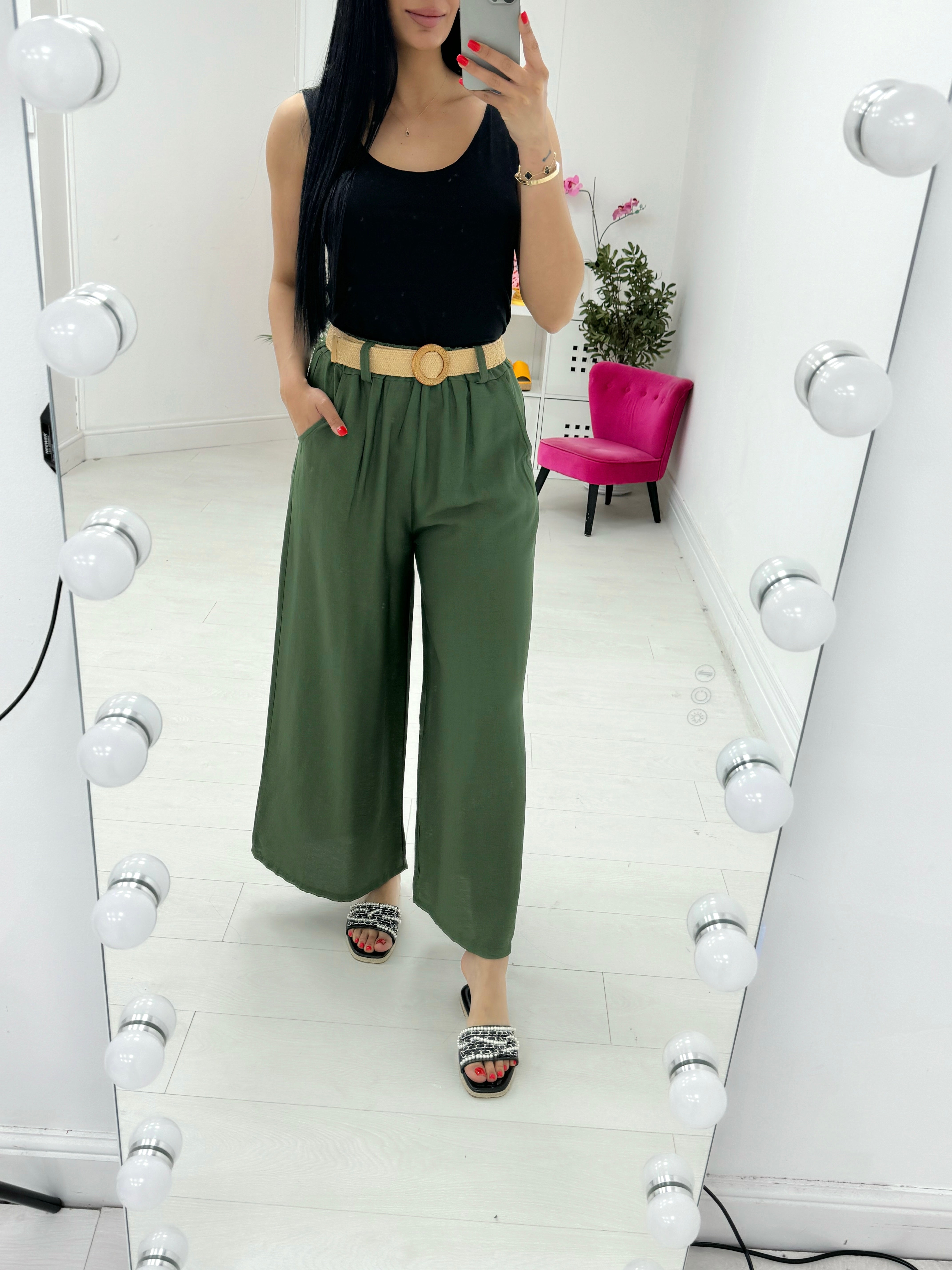Honey Crepe Wide Leg Trousers