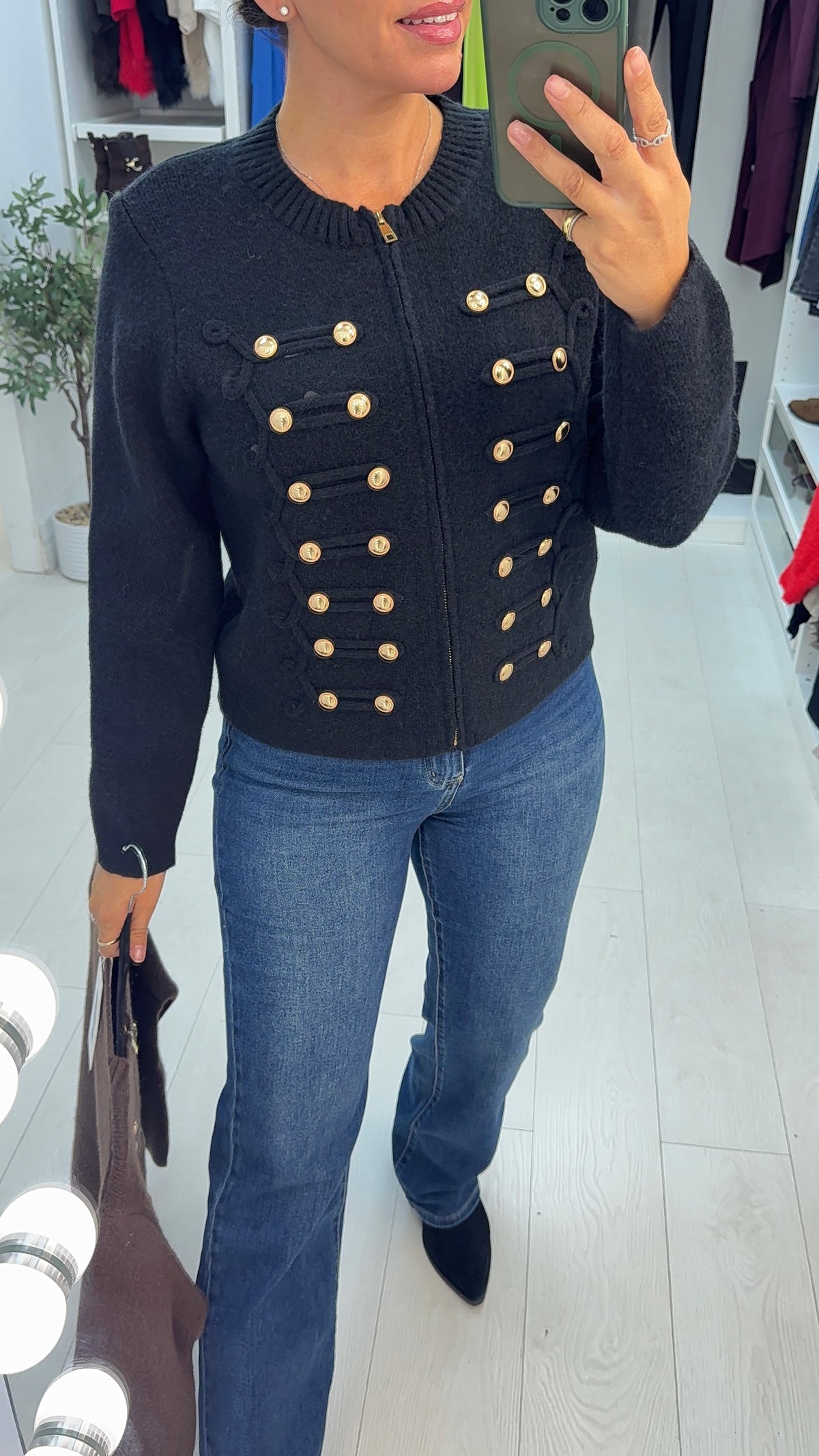 Ariya Military Style Knitted Zip Up Cardigan
