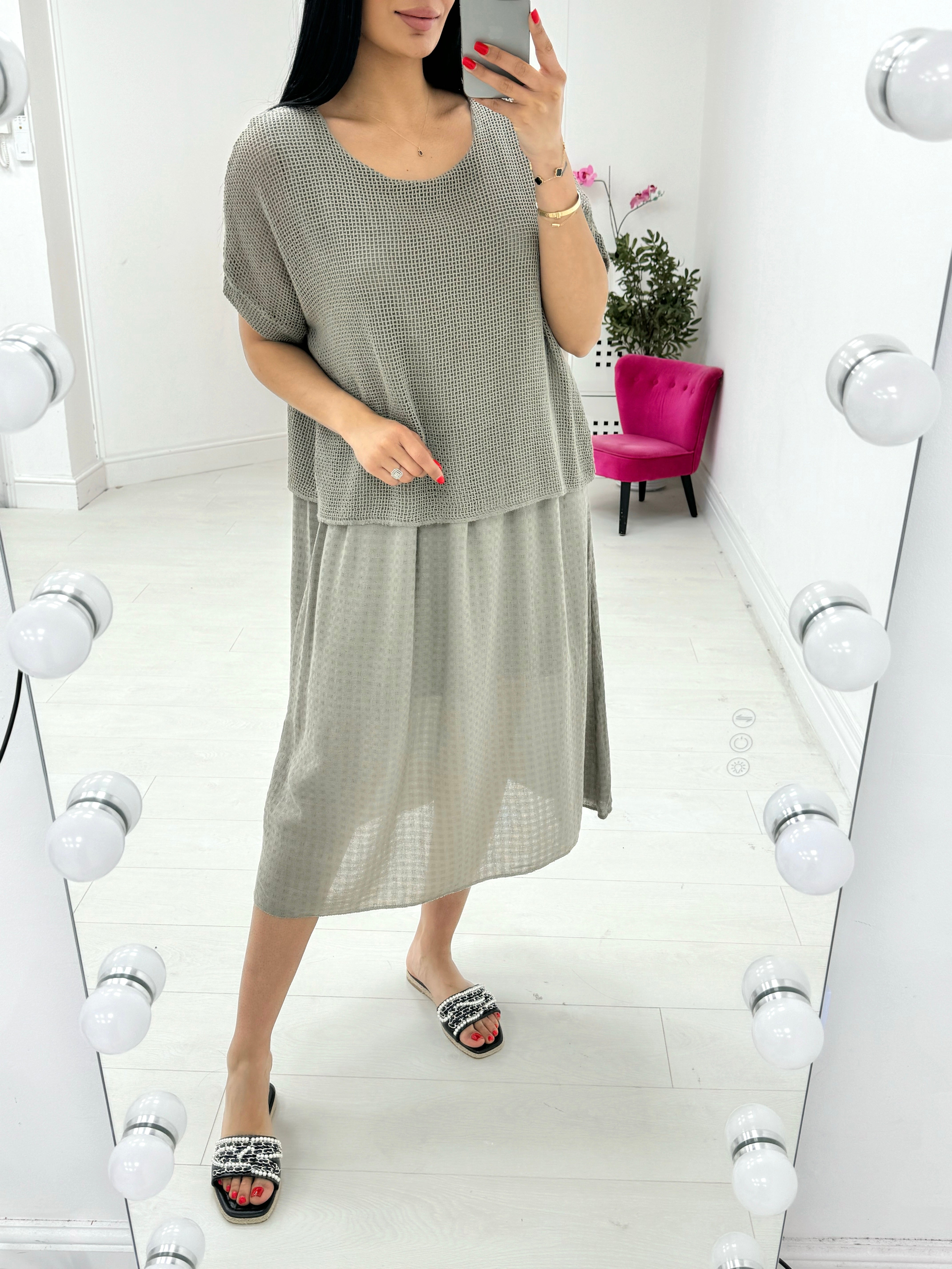 Alessandra Crochet 2 Piece Midi Dress