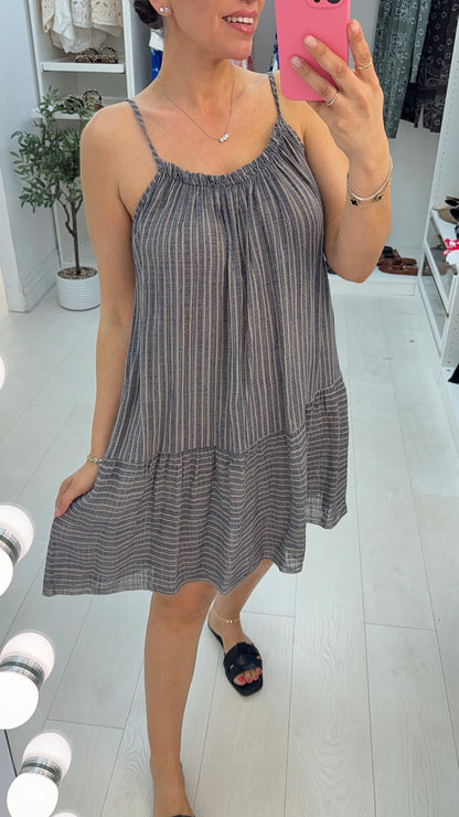 Kelce Striped Loose Fit Midi Dress