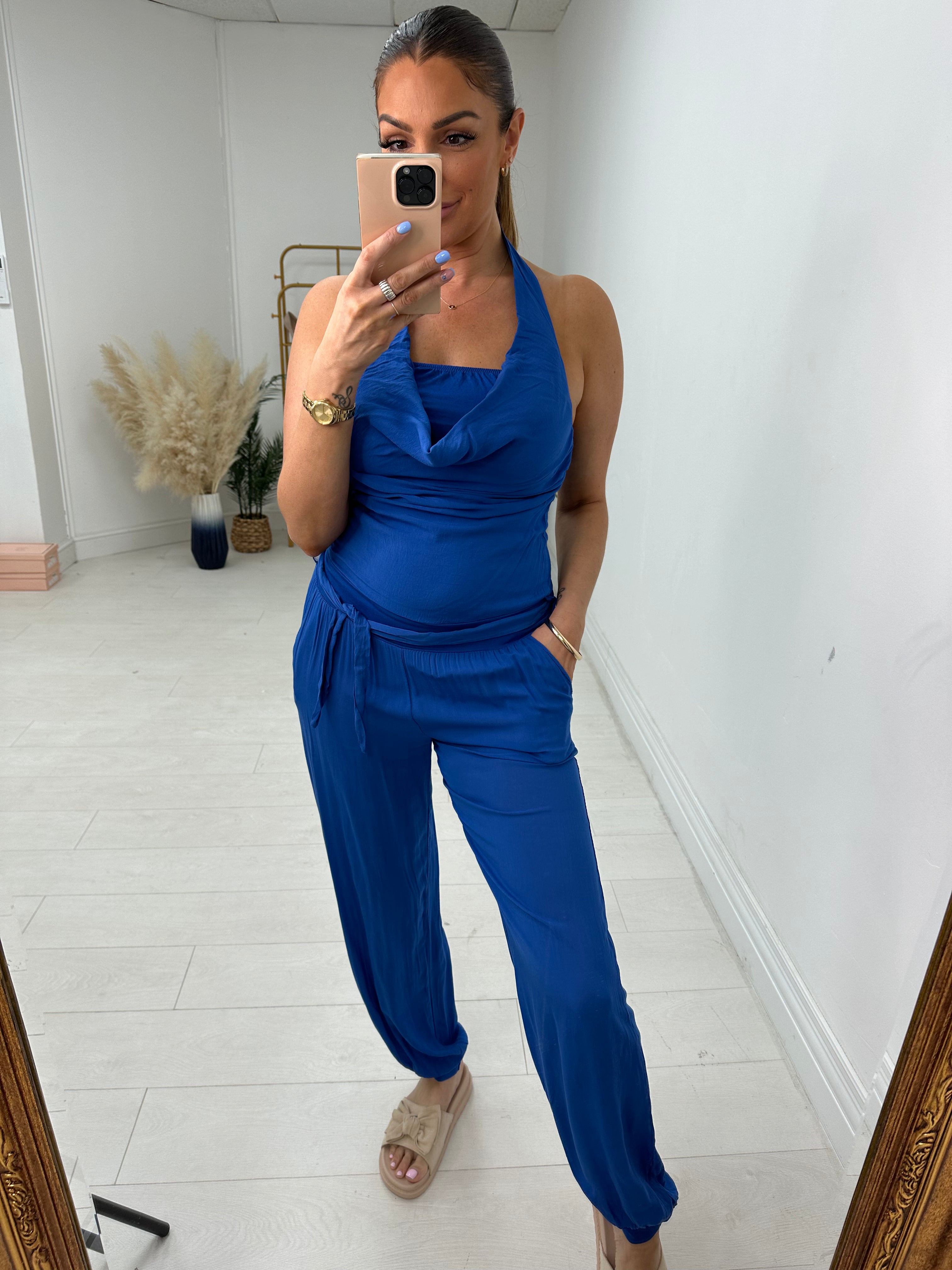 Kaitlyn Plain Halter Neck Jumpsuit
