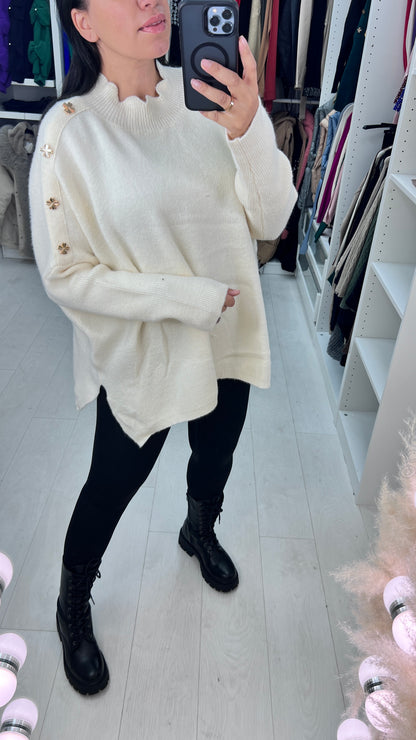 Laurelle Gold Clover Studded Shoulder Jumper