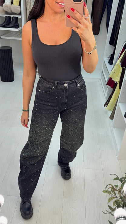 Danyel Barrel Leg Diamante Jeans