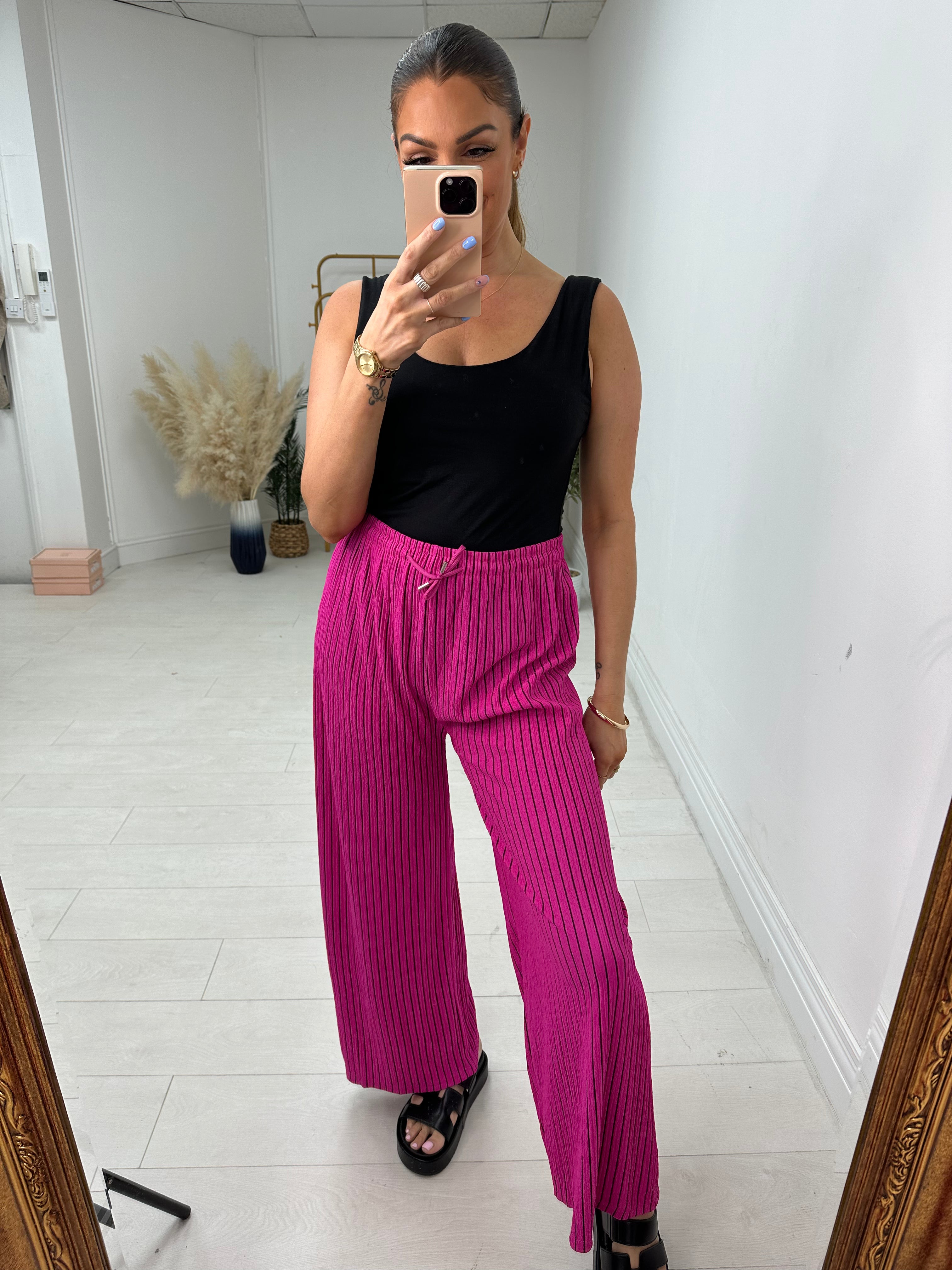 Shania Pleated Striped Trousers