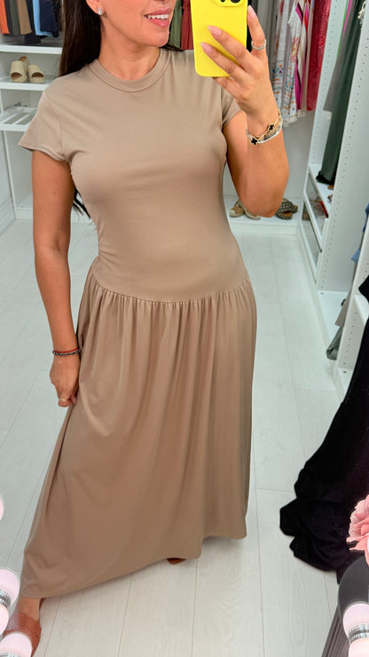 Bindi Plain Short Sleeve Maxi Poplin Dress