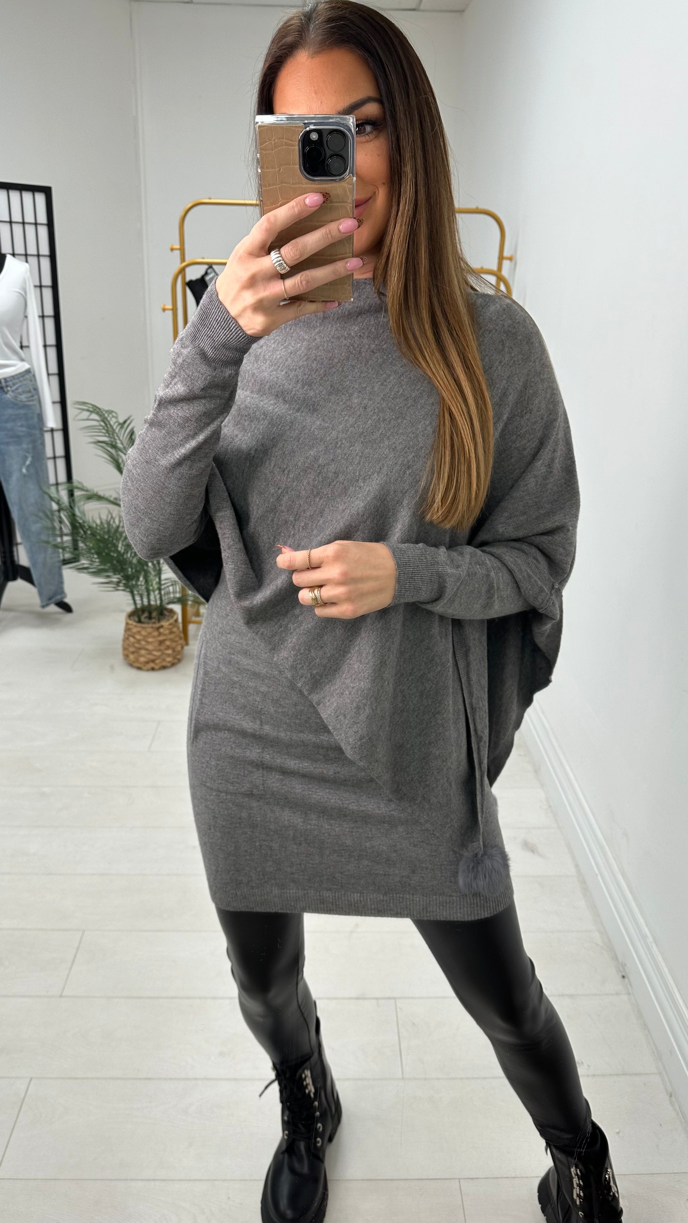 Magnolia Plain 2 Piece Asymmetric Poncho Co-Ord Set